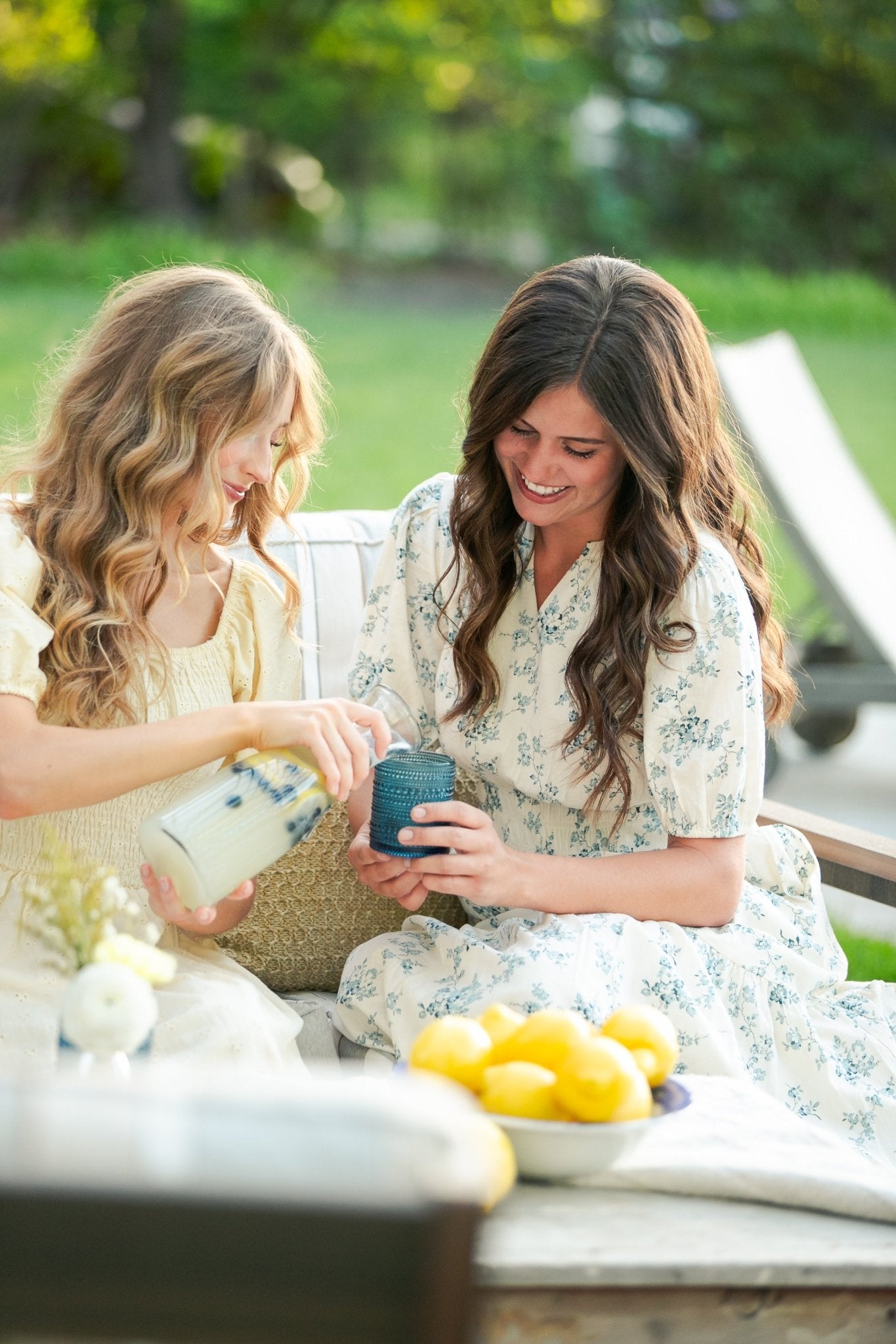 Katrina Floral Maxi Dress – Women’s Blue Floral Smocked Waist Maxi with Pockets - Triniskies