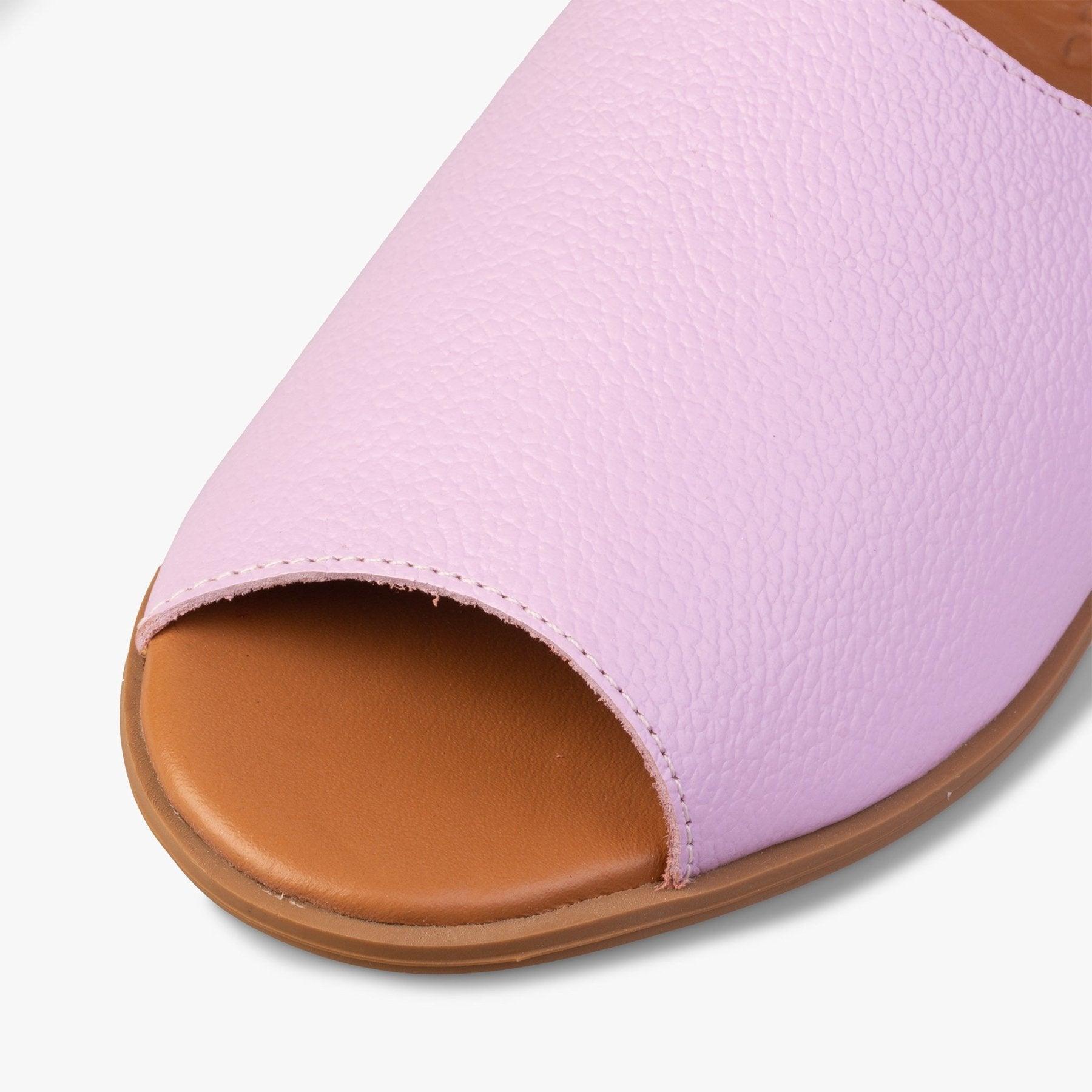 Lilac Dream Peep Toe Sandals - Womads Pastel Leather Flats for Women - Triniskies