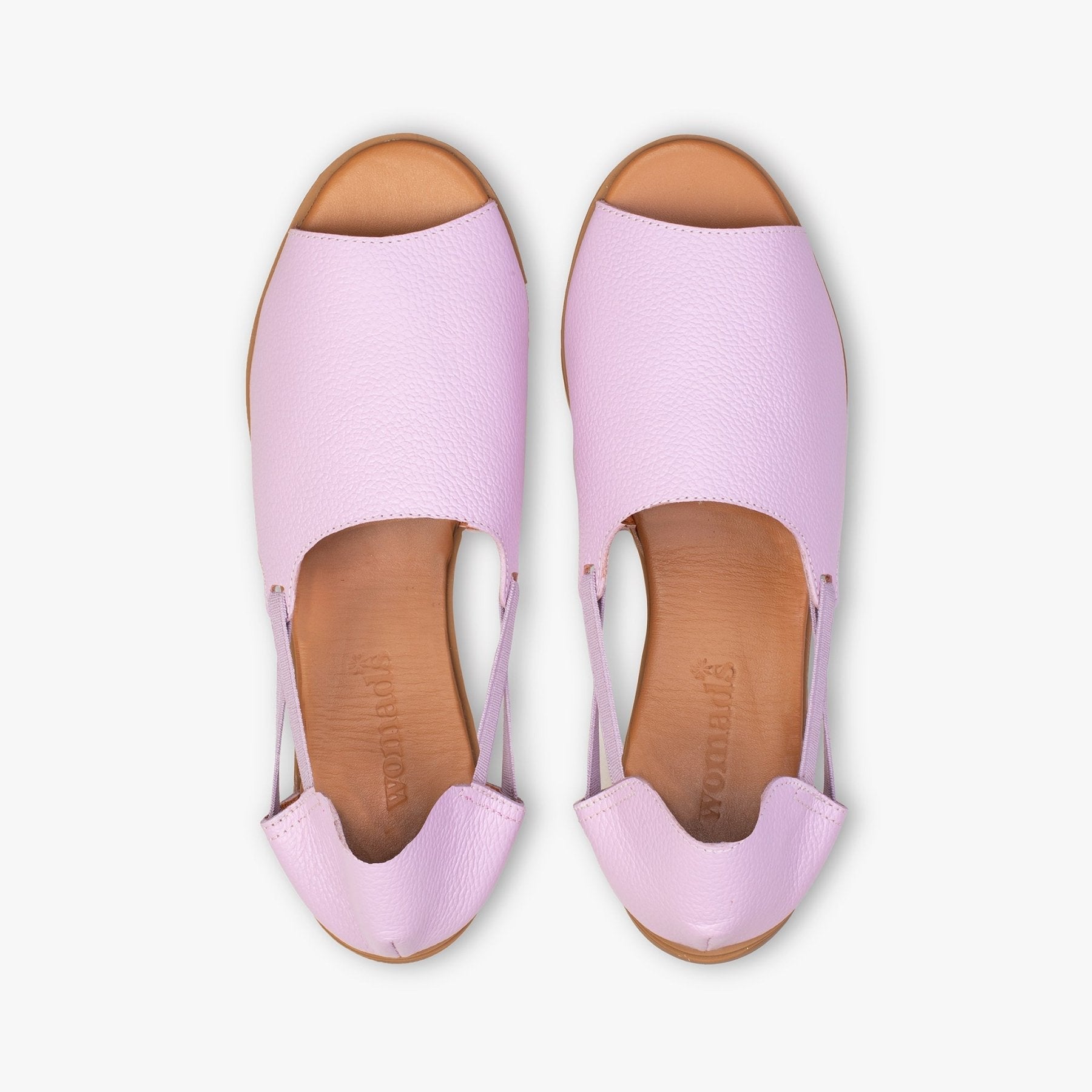 Lilac Dream Peep Toe Sandals - Womads Pastel Leather Flats for Women - Triniskies