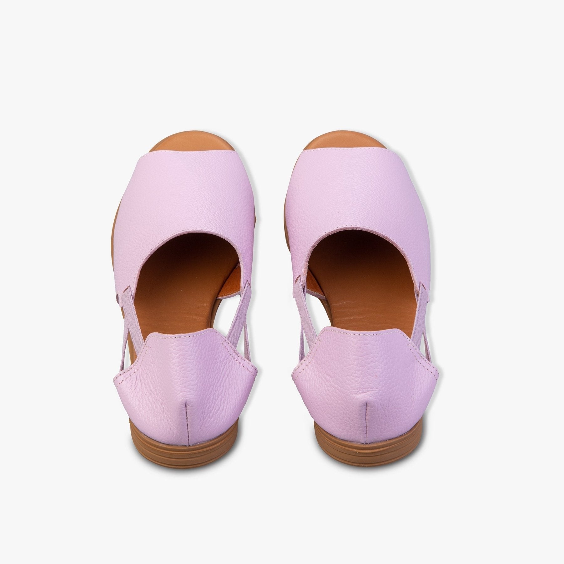 Lilac Dream Peep Toe Sandals - Womads Pastel Leather Flats for Women - Triniskies