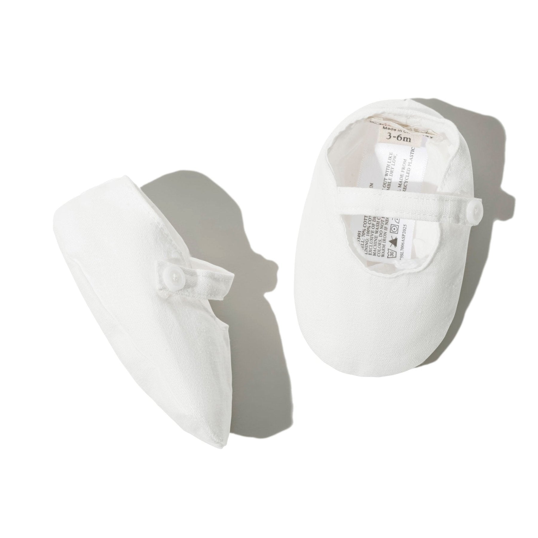 Linen Baby Soft Shoes - Organic Cotton Blend Booties with Button Strap - Triniskies