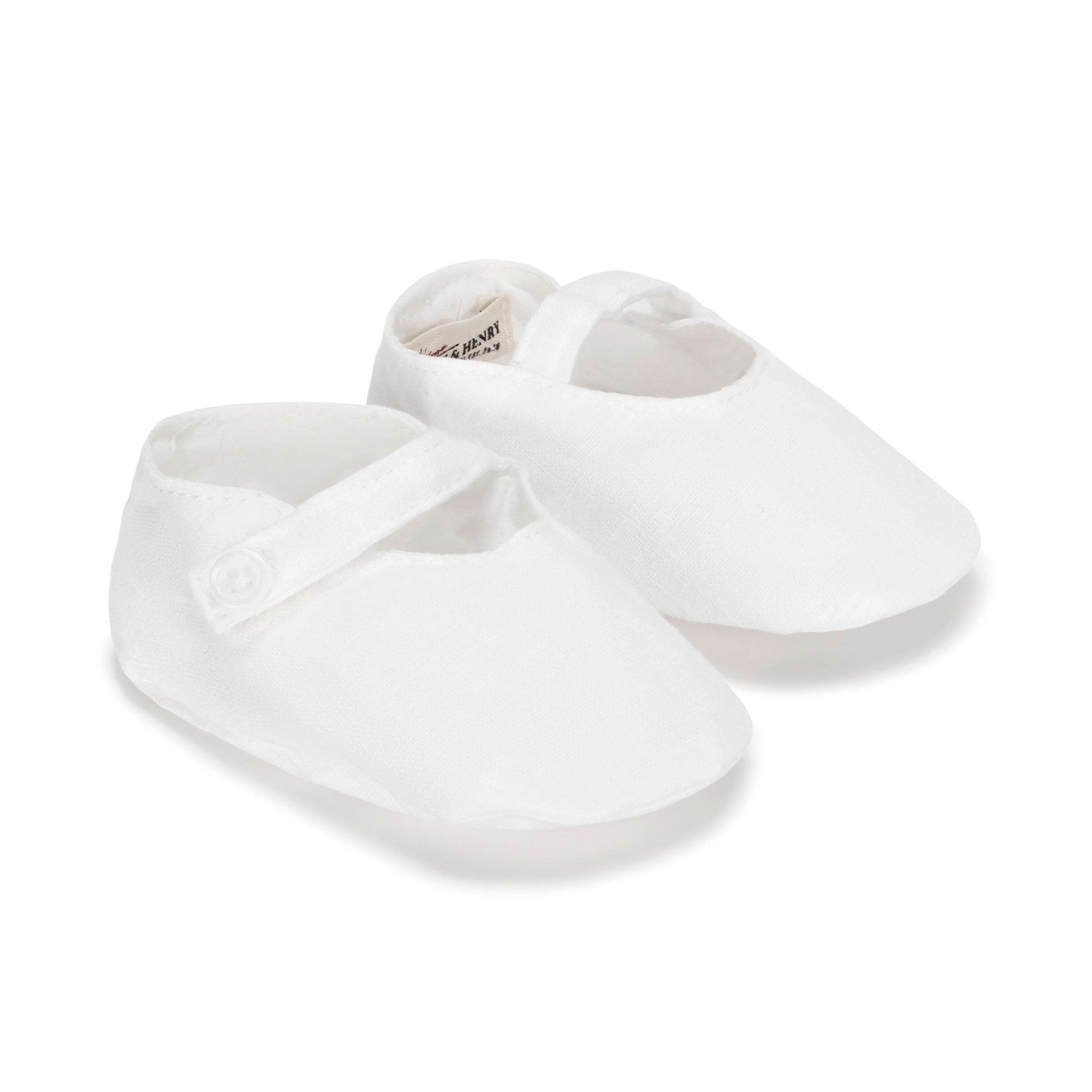Linen Baby Soft Shoes - Organic Cotton Blend Booties with Button Strap - Triniskies