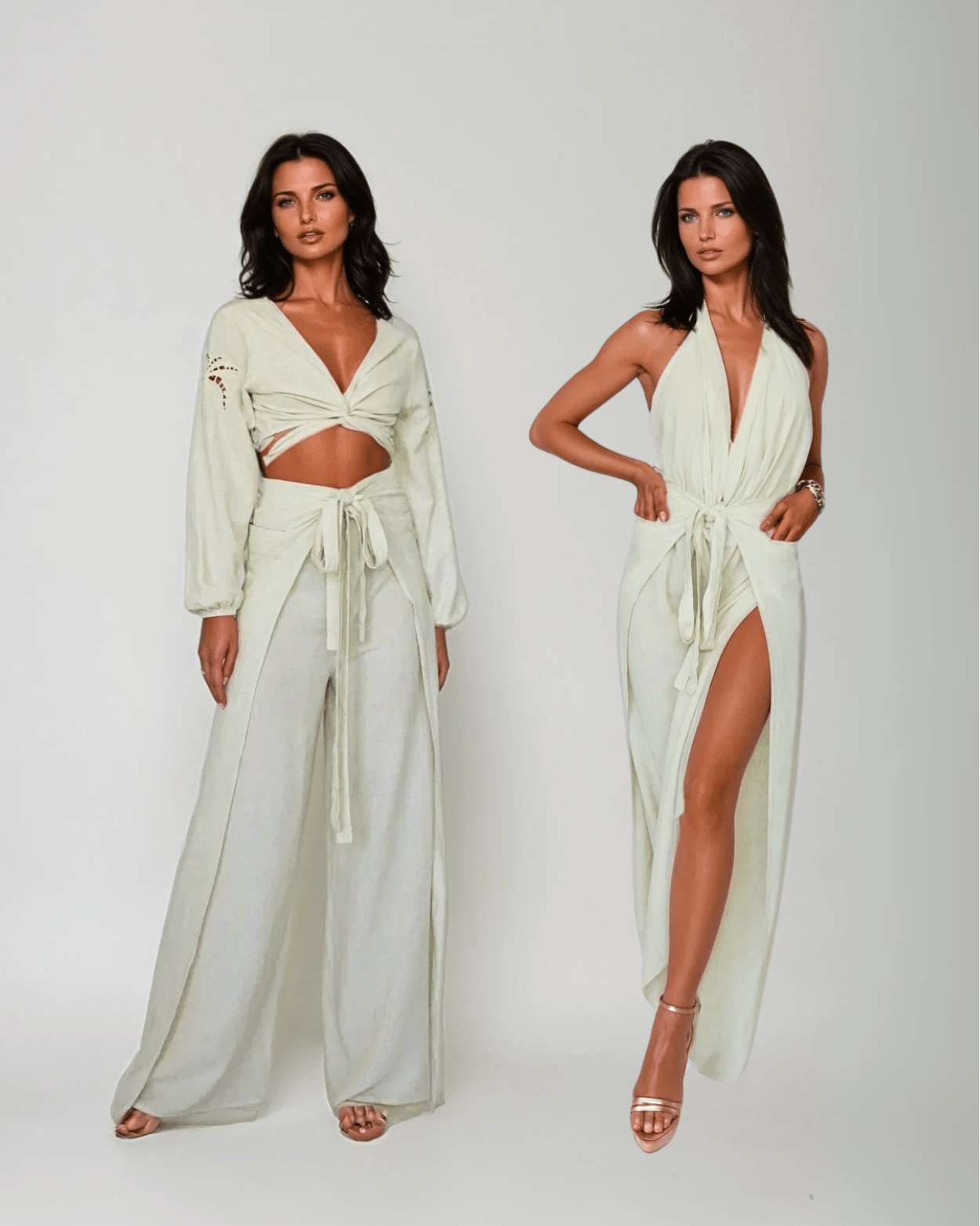 Linen Pant to Jumpsuit – Convertible Wide Leg Wrap with Pockets | Resortwear - Triniskies