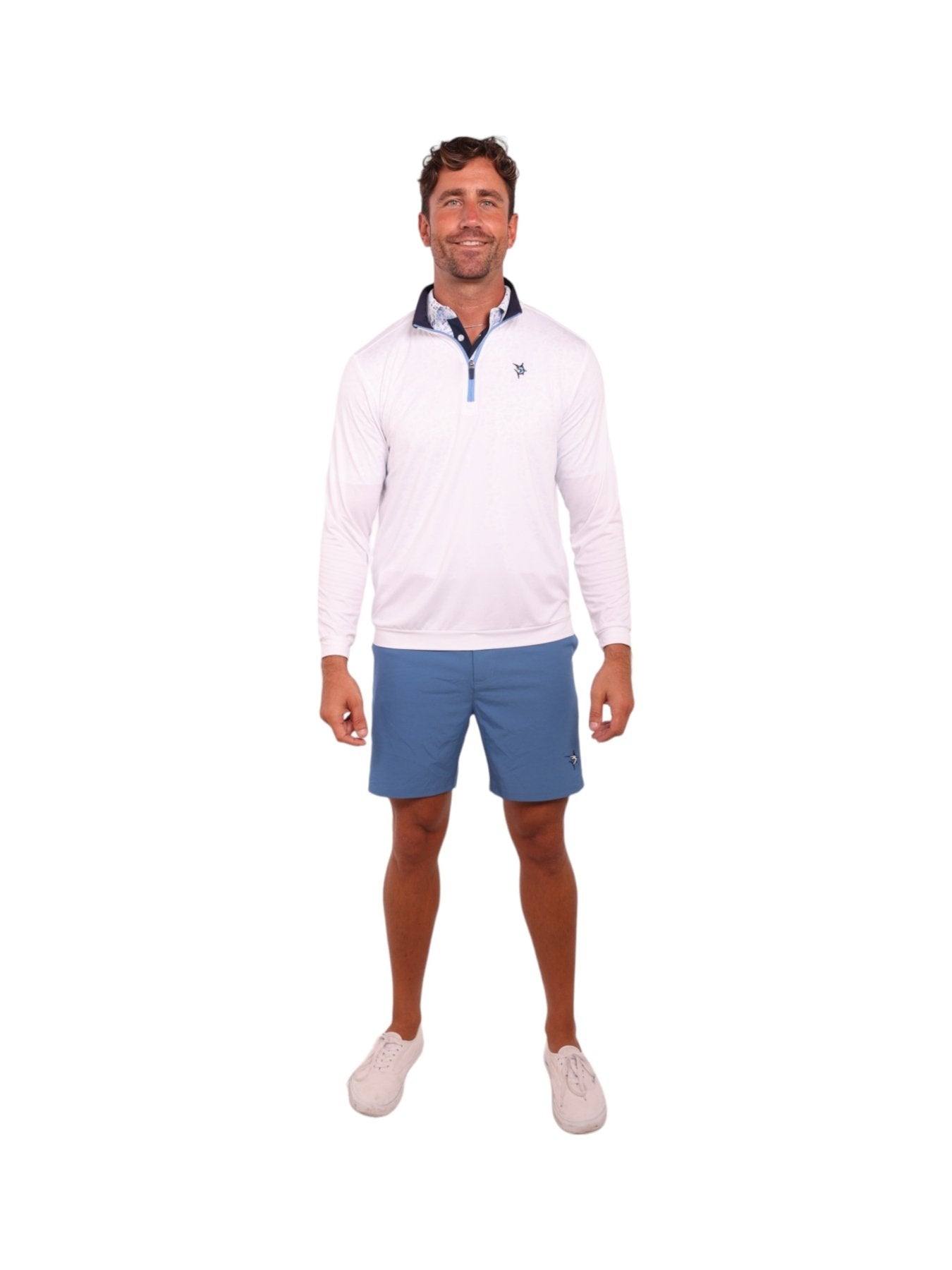 Long Beach Quarter Zip White - UPF 50 Performance Sun Shirt Men's Performance - Triniskies