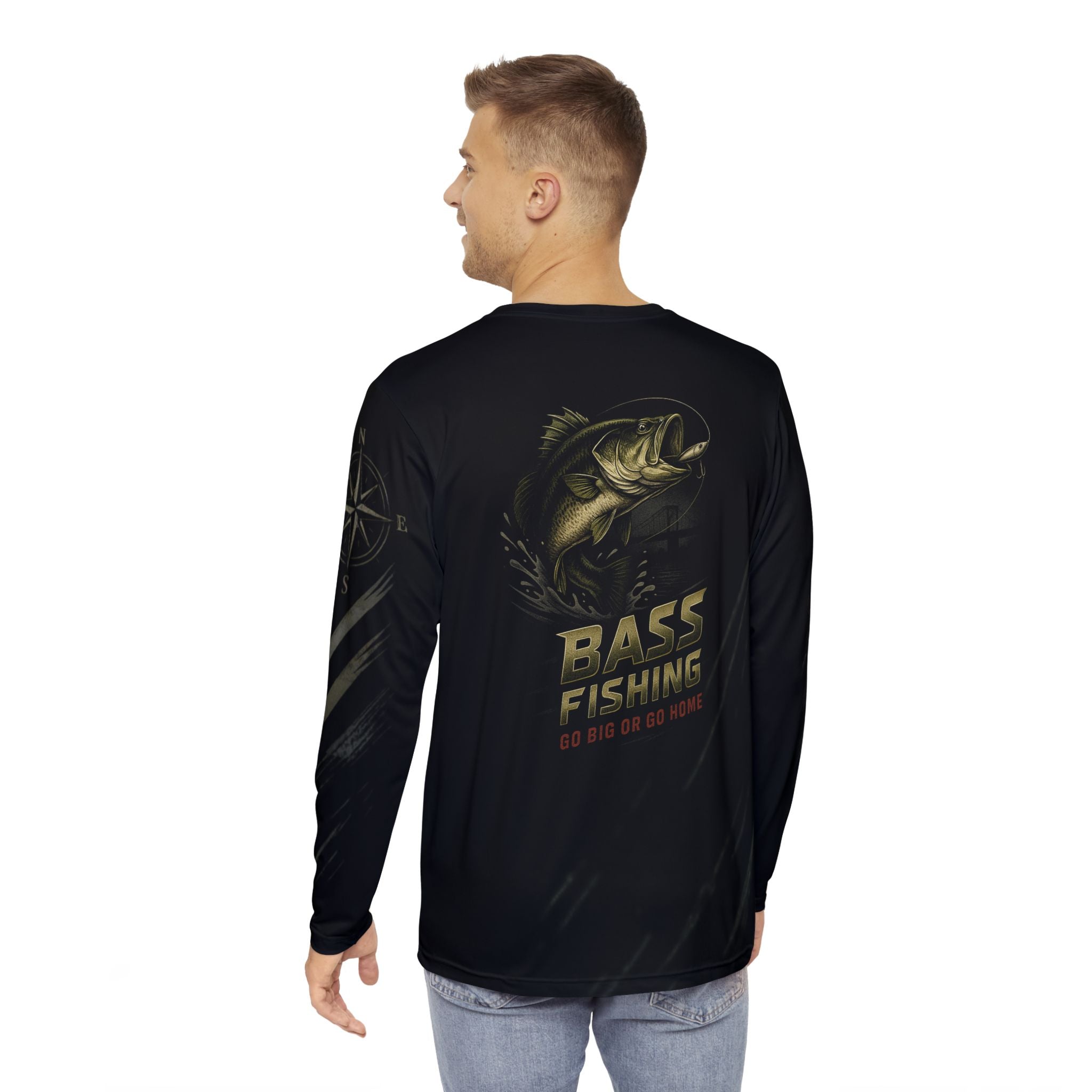 Long Sleeve Fishing Shirt, Perfect for Anglers, Casual Outdoor Wear, Fishing Trip Apparel, Great for Holidays and Gifts, Bass Fishing - Triniskies