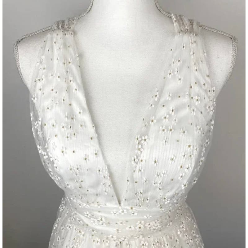 Lulus Daisy Floral Tulle Twist Back Skater Mini Dress White* Size Small WD29 - Triniskies