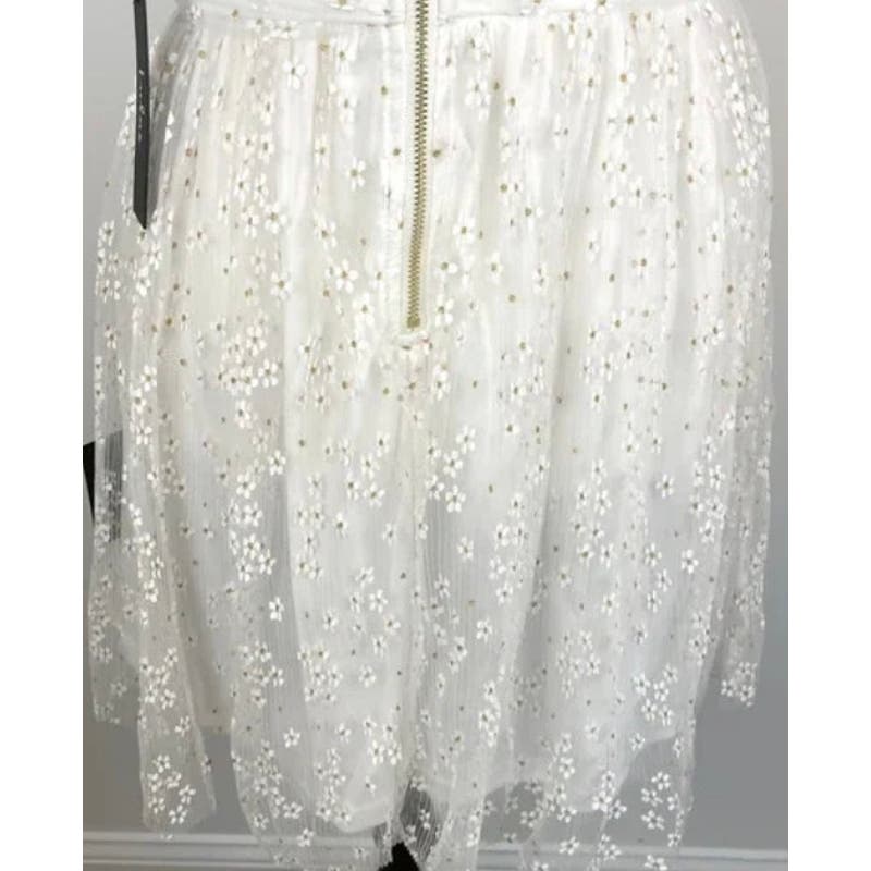 Lulus Daisy Floral Tulle Twist Back Skater Mini Dress White* Size Small WD29 - Triniskies