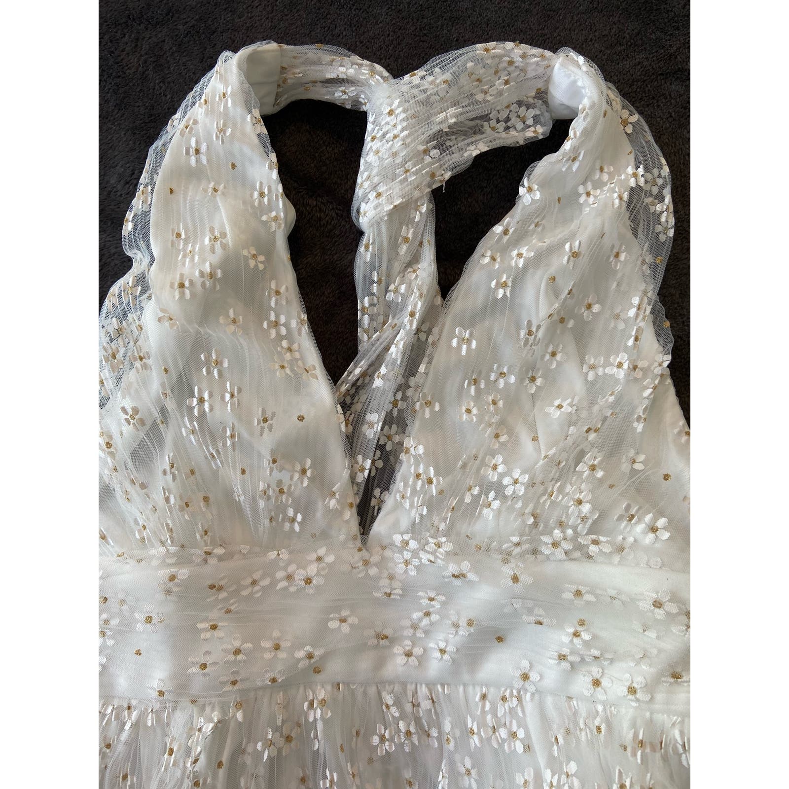 Lulus Daisy Floral Tulle Twist Back Skater Mini Dress White* Size Small WD29 - Triniskies