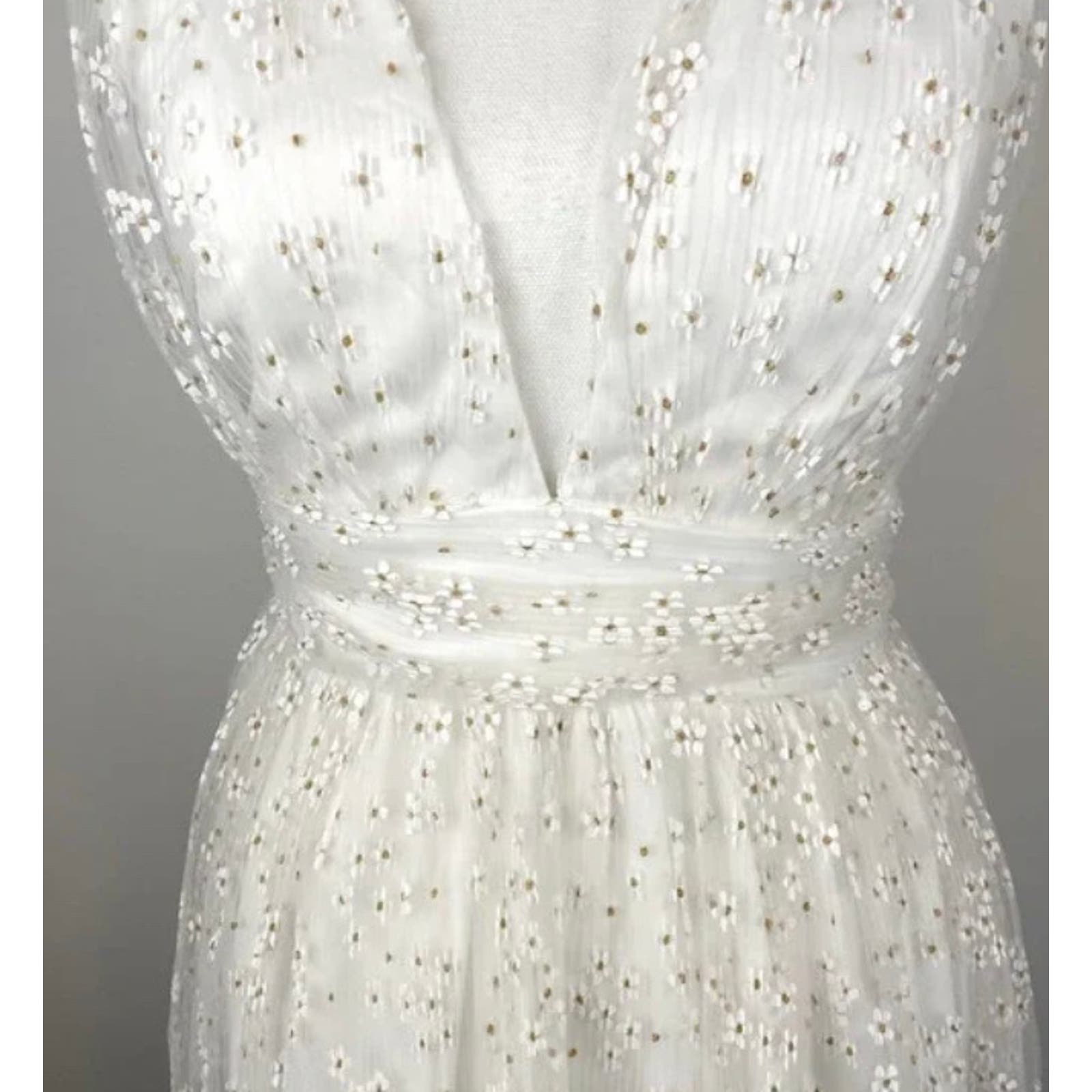 Lulus Daisy Floral Tulle Twist Back Skater Mini Dress White Size XS WD28 - Triniskies