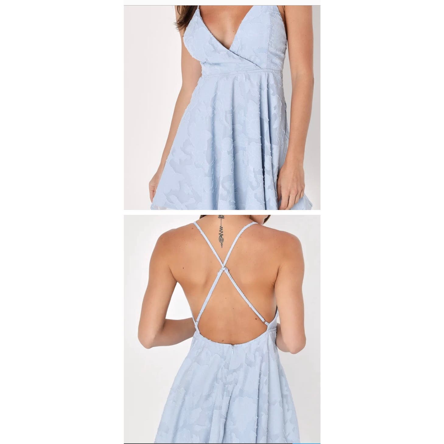 Lulus Days of Beauty Dusty Blue Burnout Skater Dress* Size Small WD24 - Triniskies