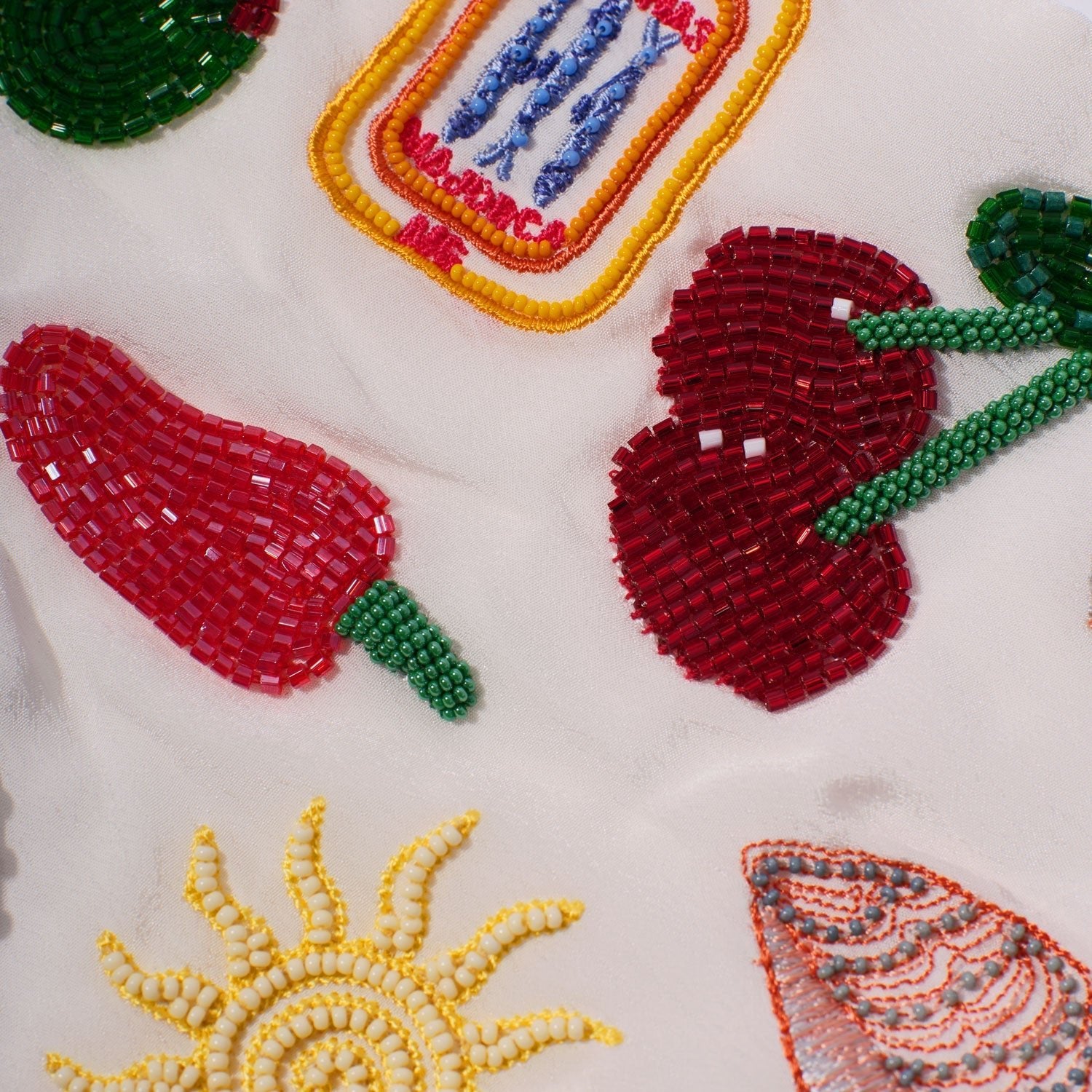 Mariela Silk Resort Bandana – Hand - Embroidered Coastal Motifs - Triniskies