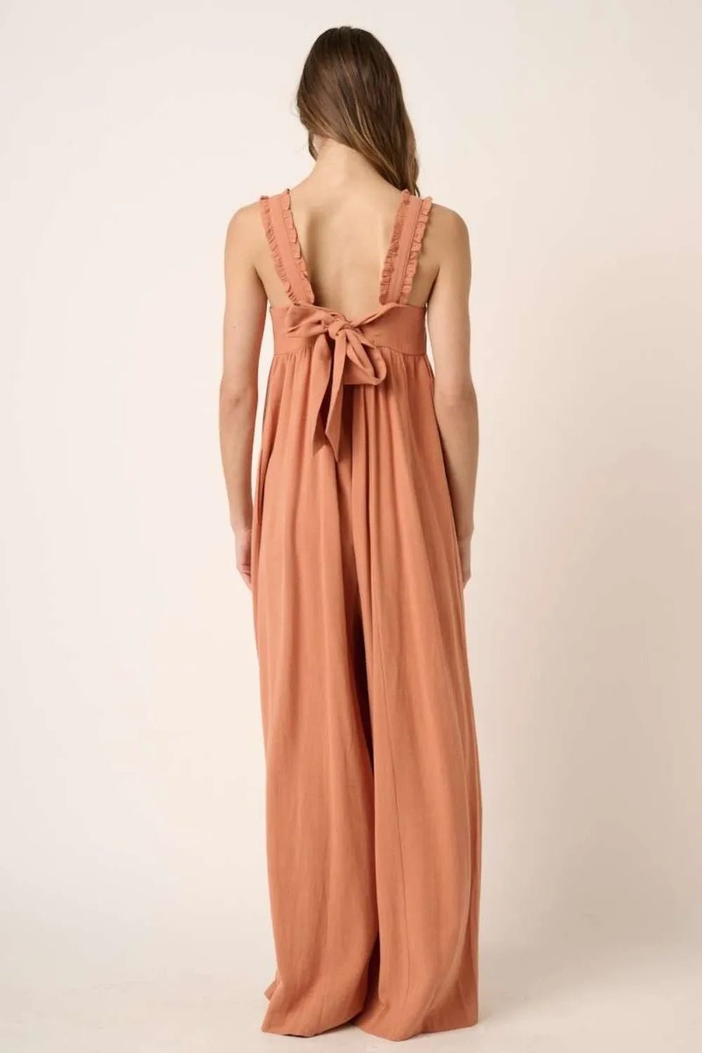 Mittoshop Sleeveless Wide Leg Linen Blend Jumpsuit – Resort Elegance - Triniskies