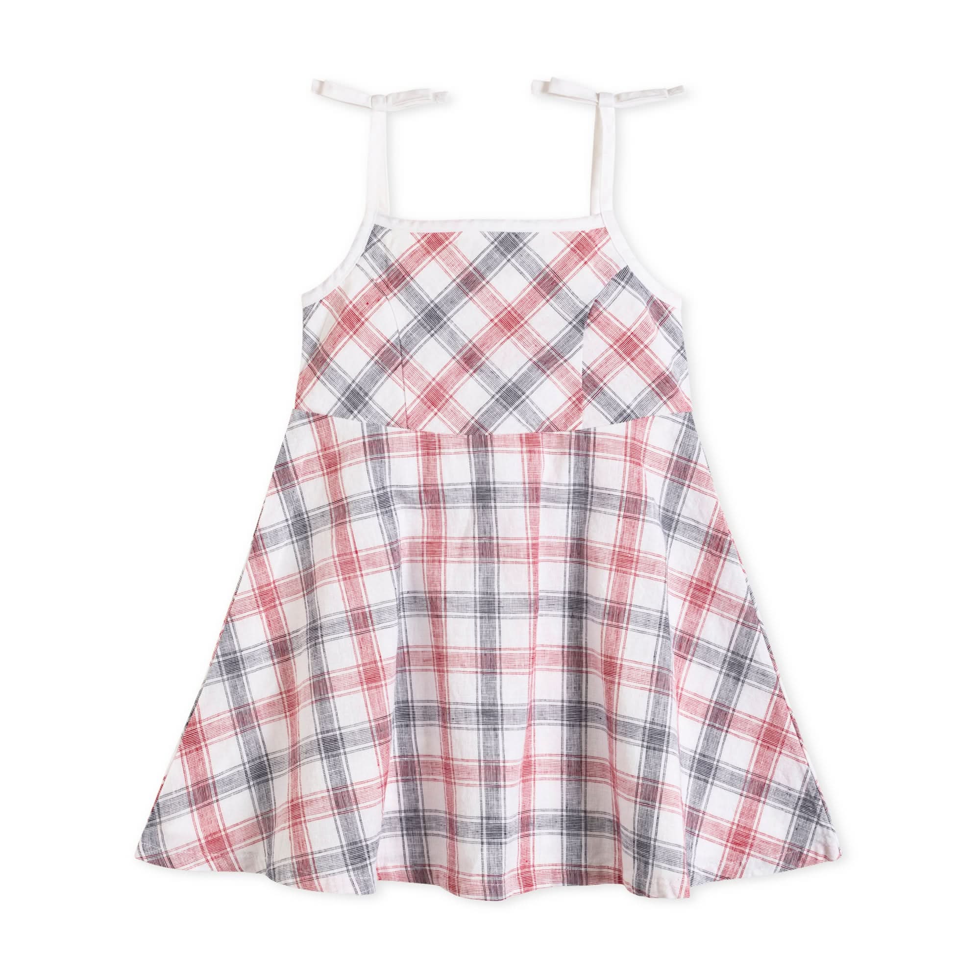 Organic Americana Check Sundress with Bow Shoulder Detail - Triniskies