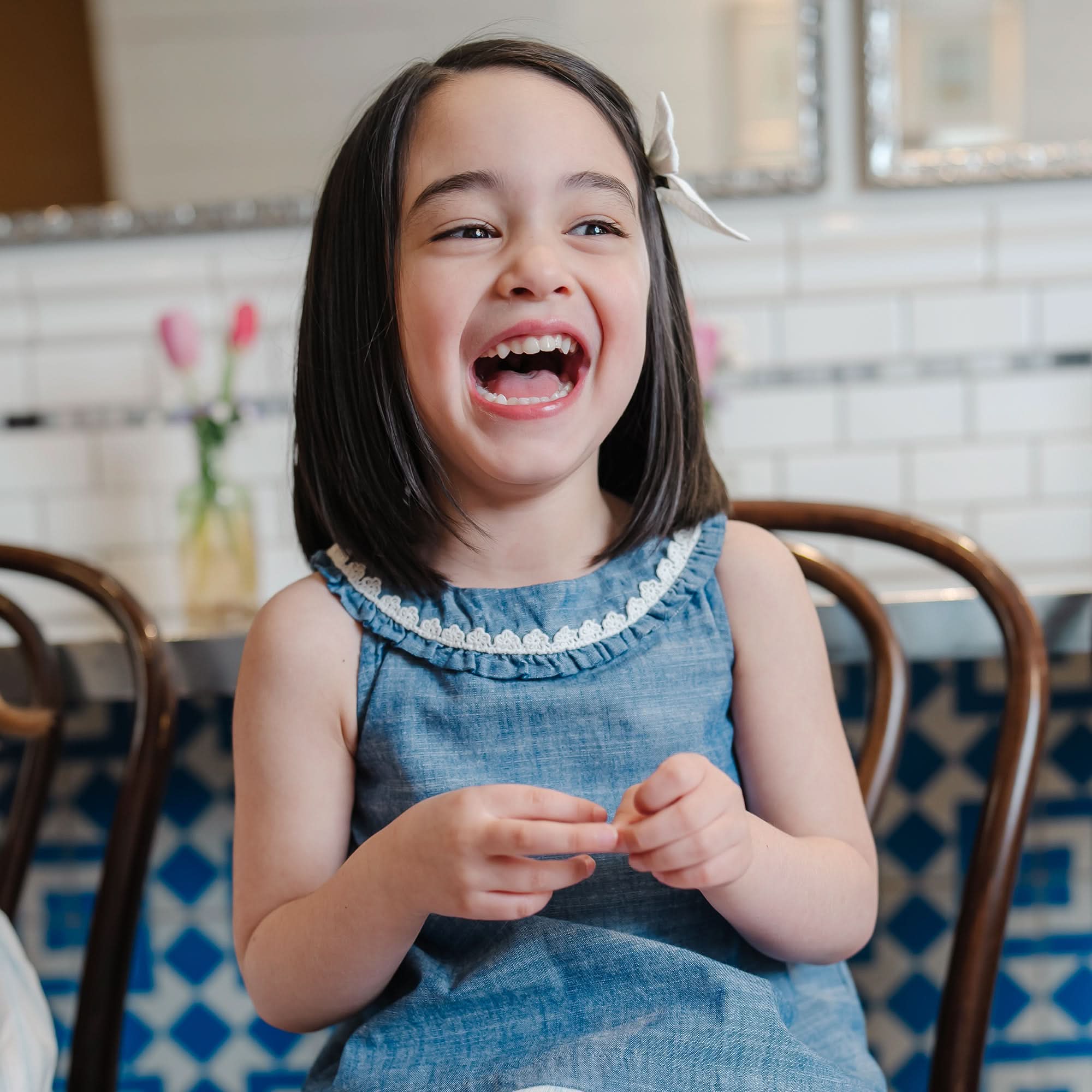 Organic Cotton Chambray Ruffle Collar Top for Girls – Hope & Henry - Triniskies