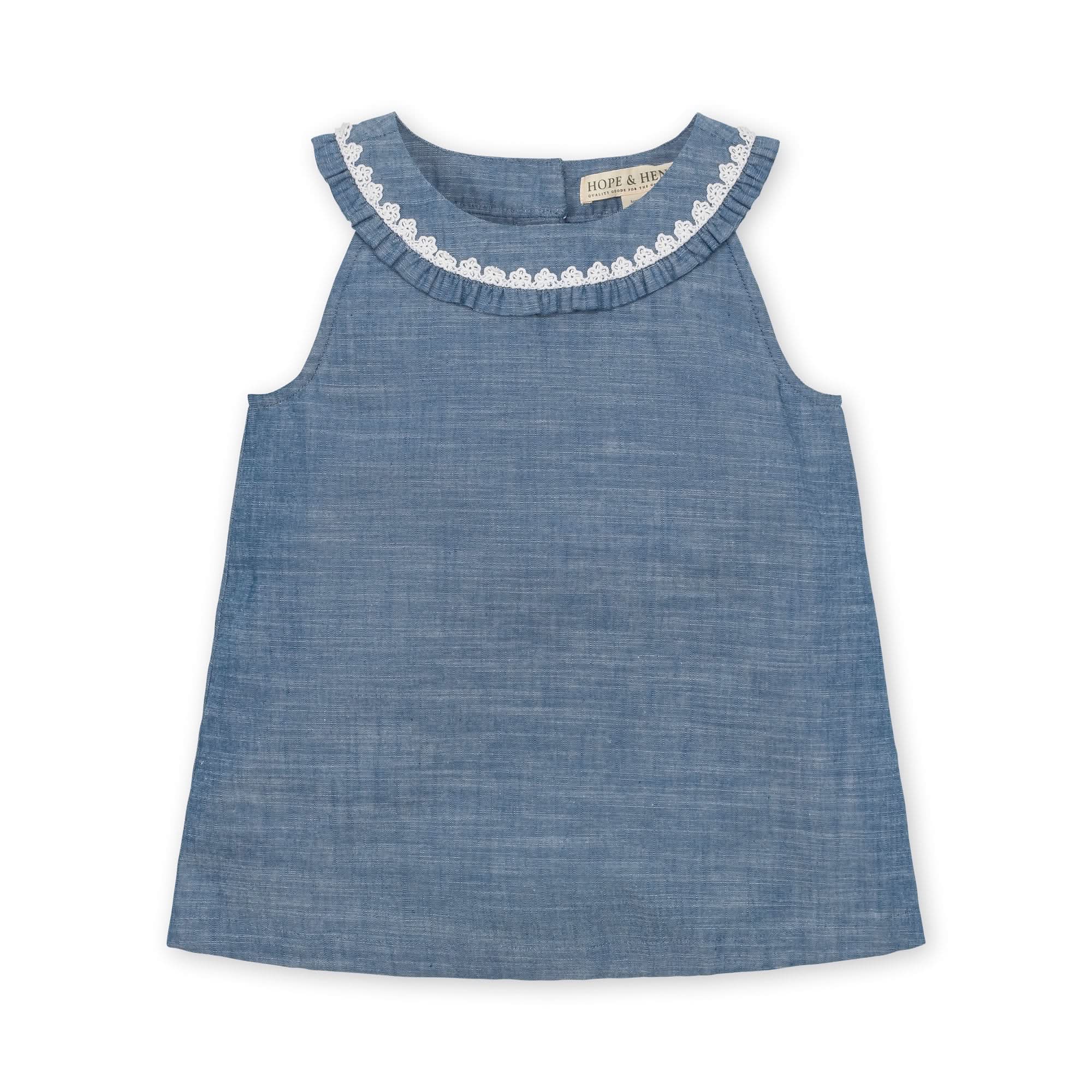 Organic Cotton Chambray Ruffle Collar Top for Girls – Hope & Henry - Triniskies