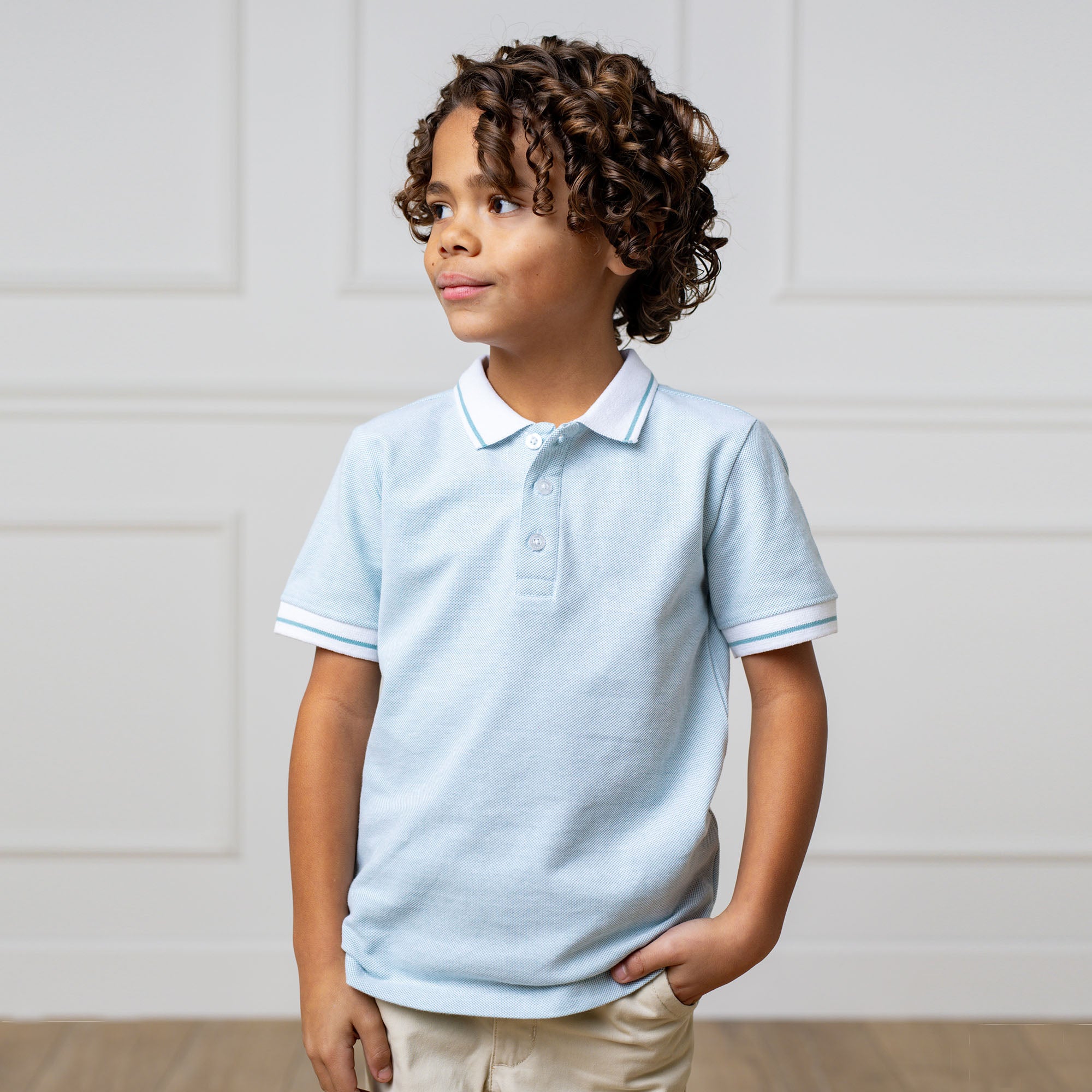 Organic Cotton Piqué Polo Shirt – Boys’ Robin’s Egg Blue - Triniskies