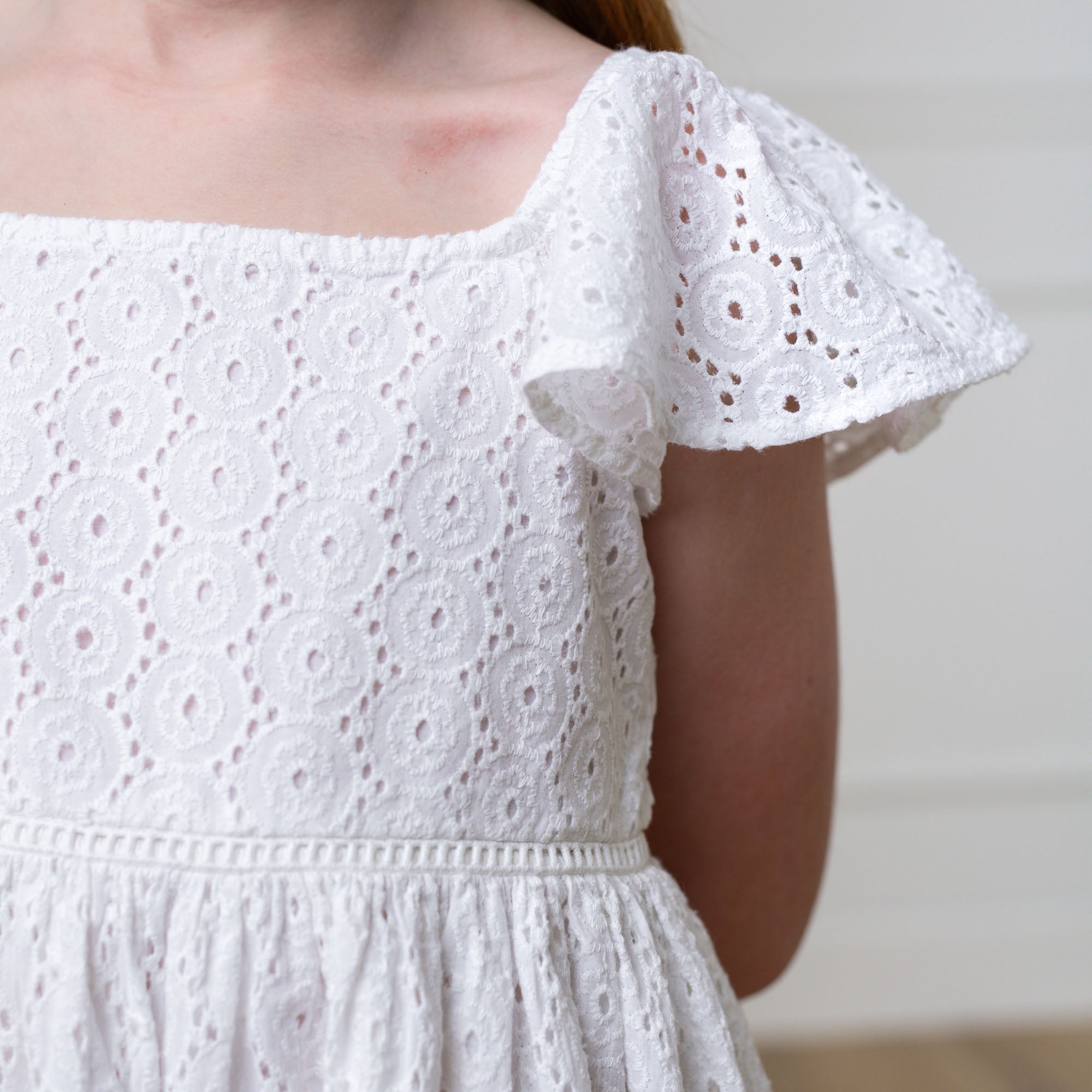 Organic Flutter Sleeve Eyelet Dress for Girls | Hope & Henry - Triniskies