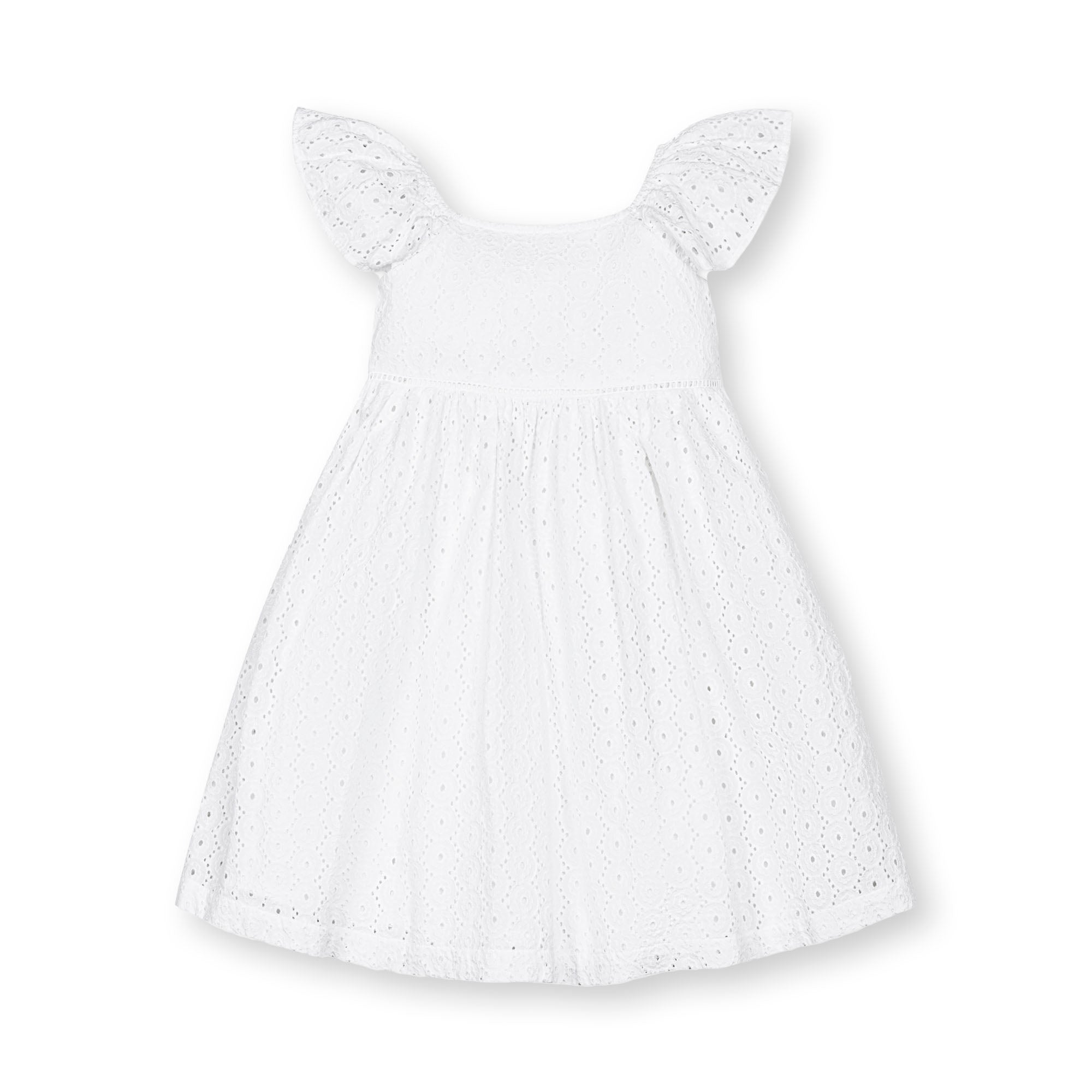 Organic Flutter Sleeve Eyelet Dress for Girls | Hope & Henry - Triniskies
