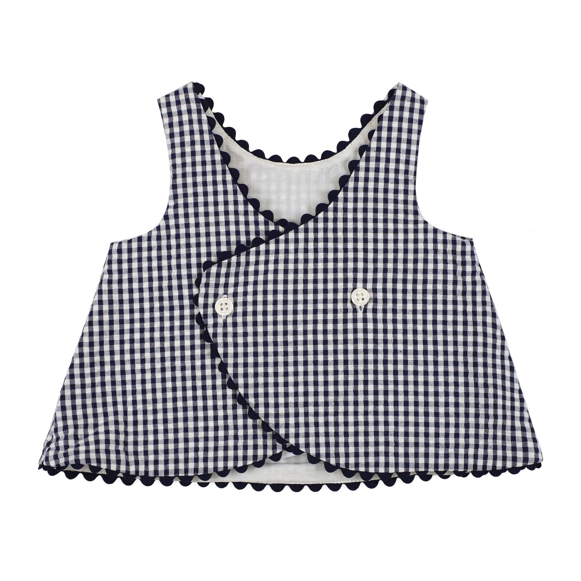 Organic Flyaway Back Set – Baby & Toddler Two - Piece Outfit in Navy Seersucker - Triniskies