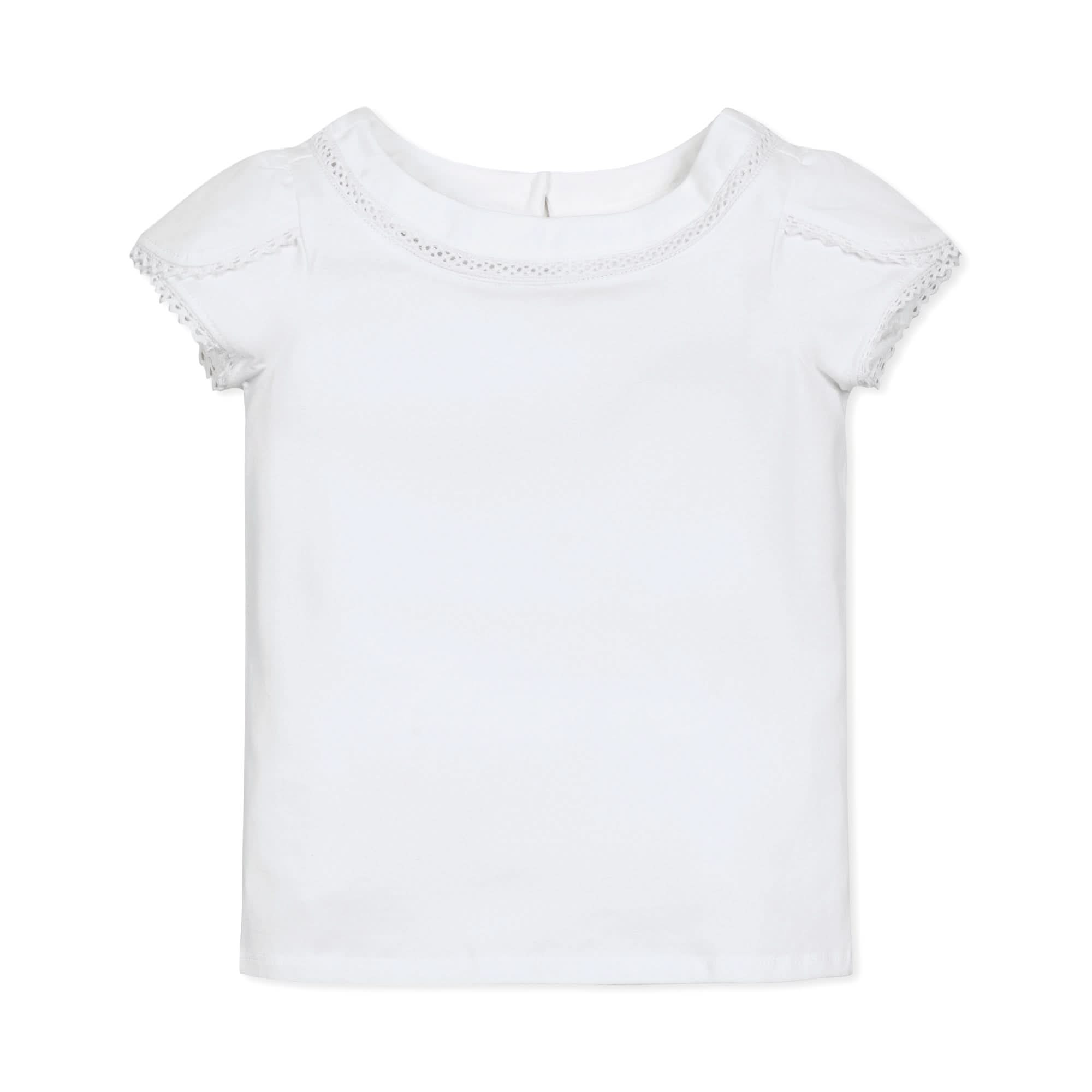 Organic Knit Tulip Sleeve Baby Top – White Petal Scallop Trim - Triniskies