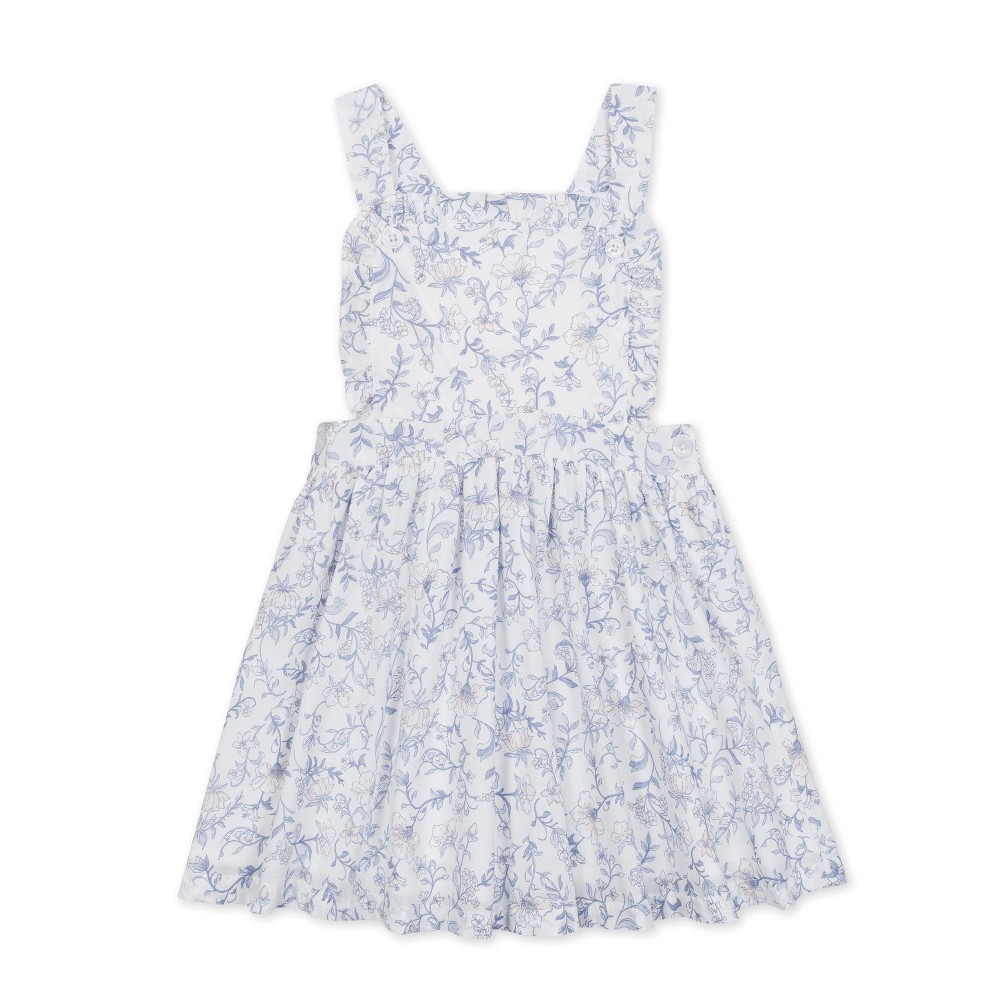Organic Ruffle Apron Dress – Girls Floral Cotton Crossback Sundress - Triniskies