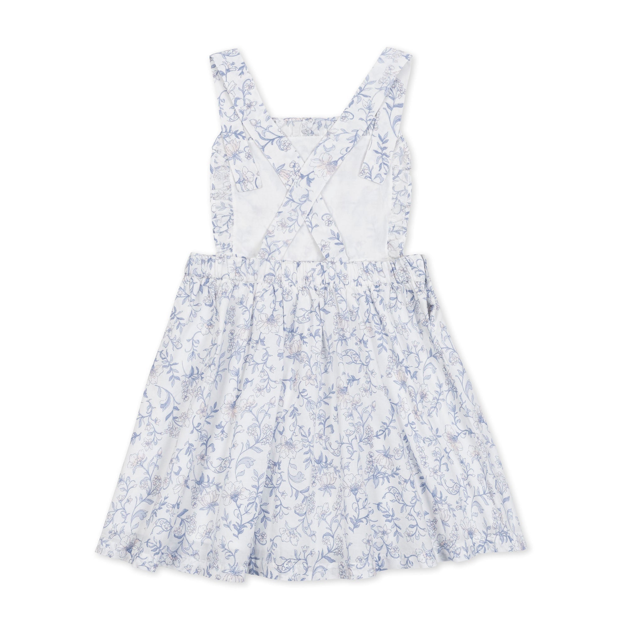 Organic Ruffle Apron Dress – Girls Floral Cotton Crossback Sundress - Triniskies