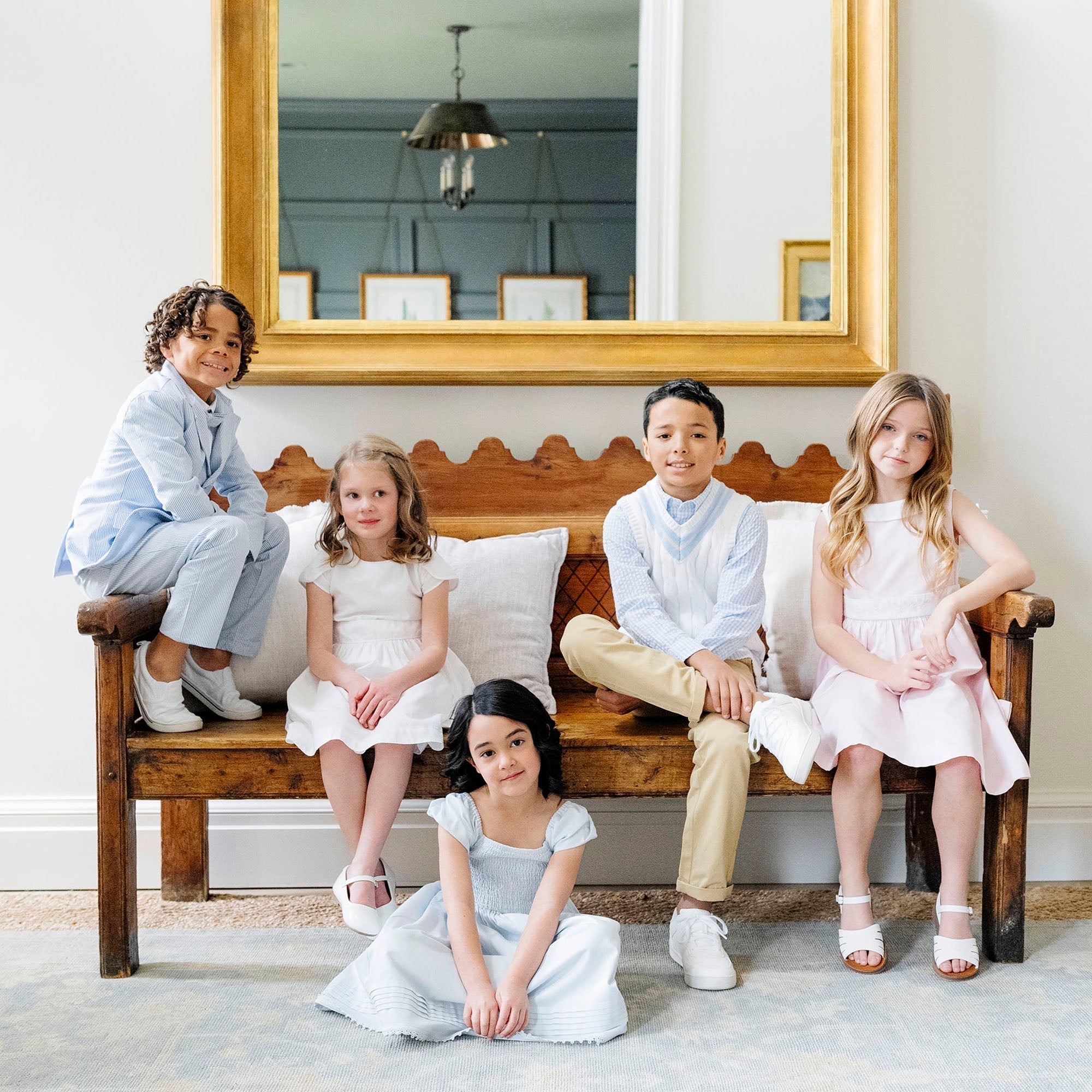 Organic Seersucker Boys’ Button Down Shirt – Classic Blue Gingham - Triniskies