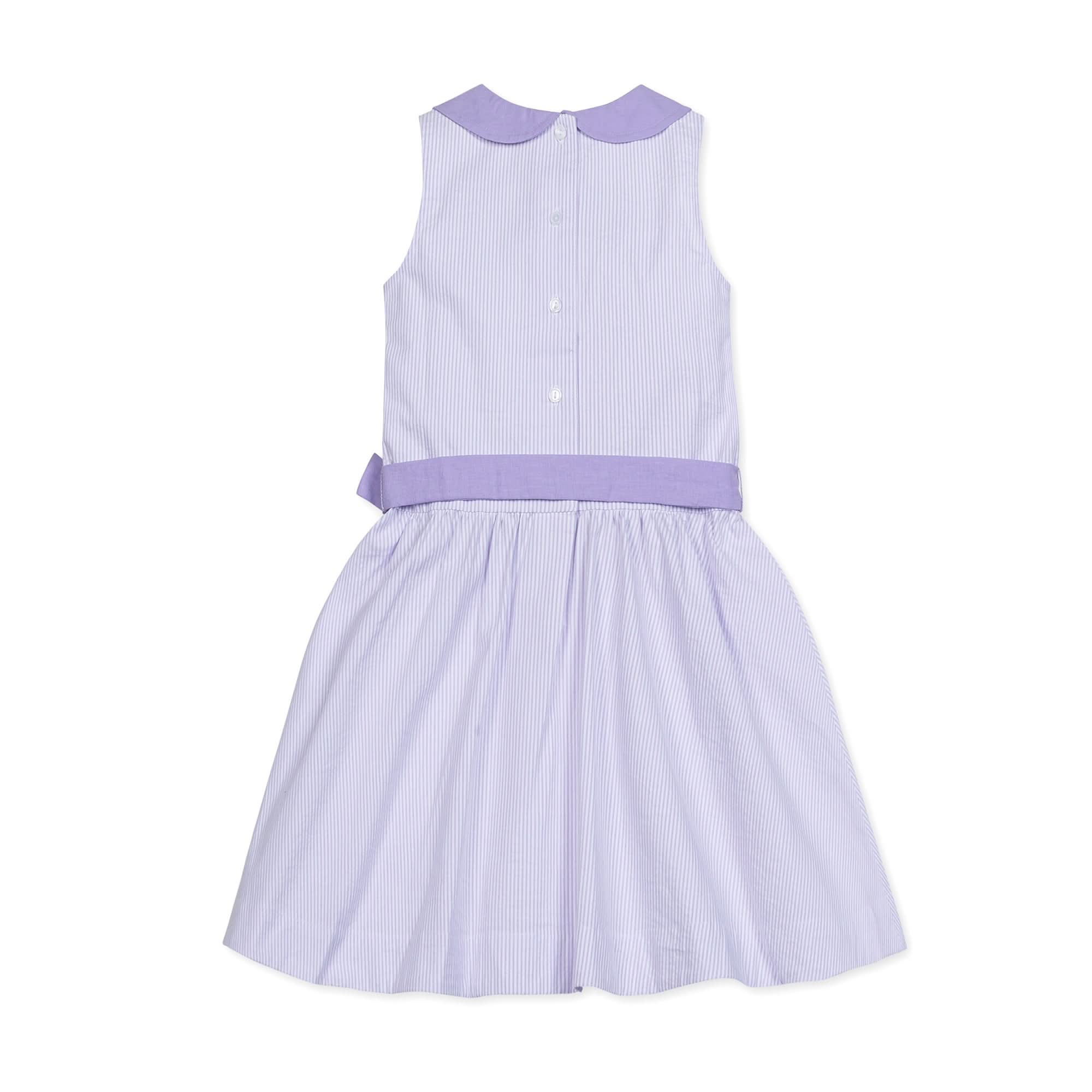Organic Seersucker Peter Pan Collar Dress – Lavender Girls Classic Summer Dress - Triniskies