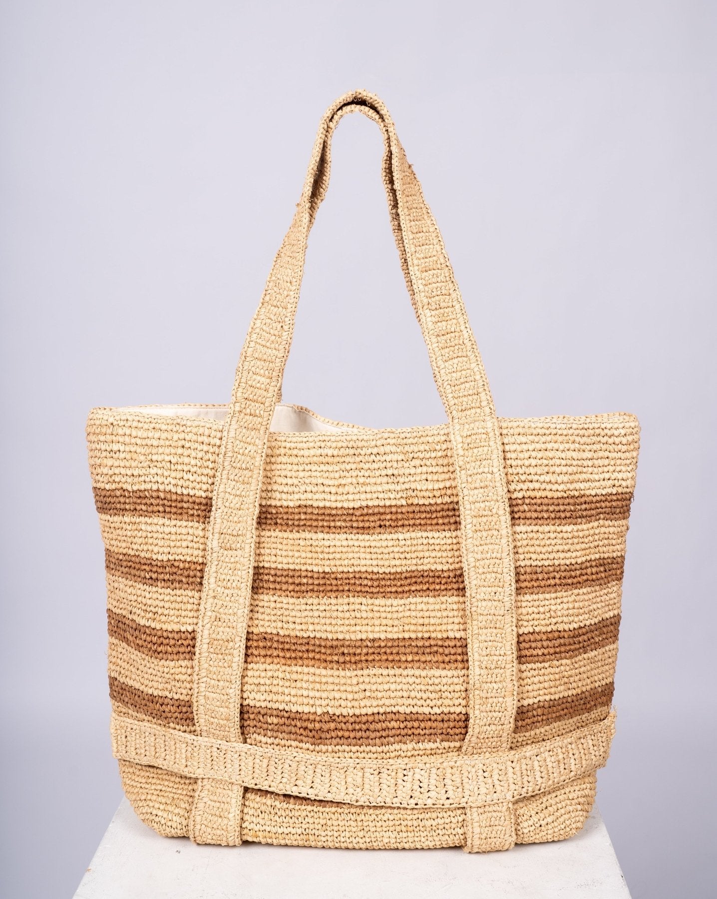 Original Straw Traveler Bag - Beach Tote with Built - in Hat Holder - Triniskies