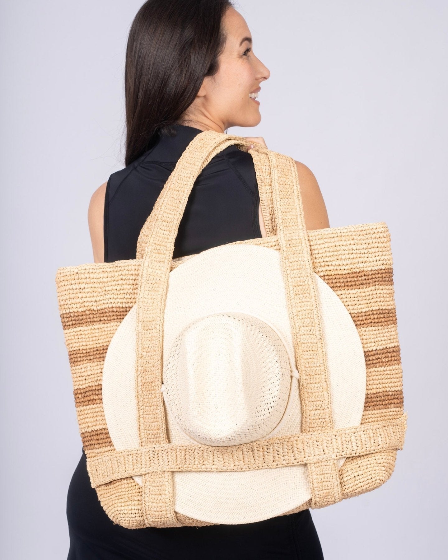 Original Straw Traveler Bag - Beach Tote with Built - in Hat Holder - Triniskies