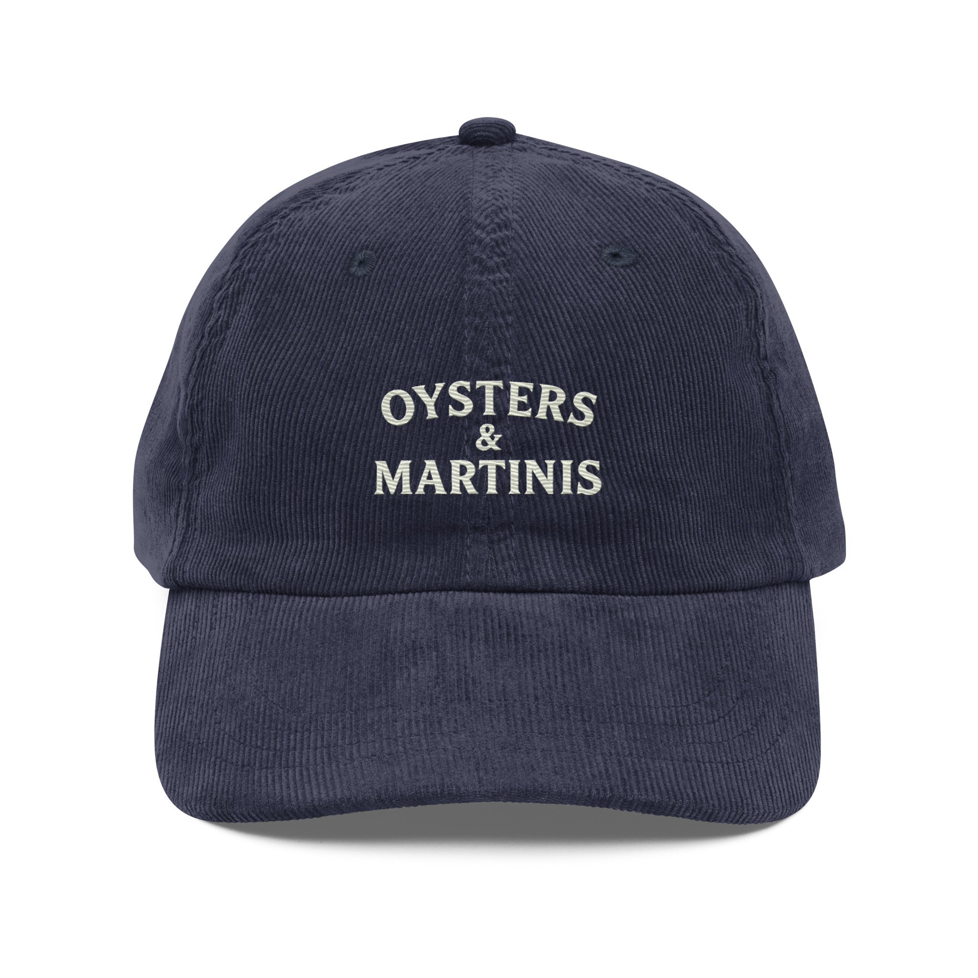 Oysters & Martinis Hat – Embroidered Corduroy Cap | Trini Skies Supply Co. | Coastal Cocktail Collection - Triniskies