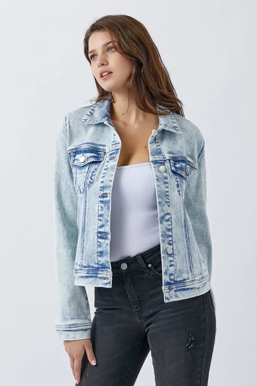 Risen Button - Up Washed Denim Jacket – Classic Relaxed Coastal Layer - Triniskies