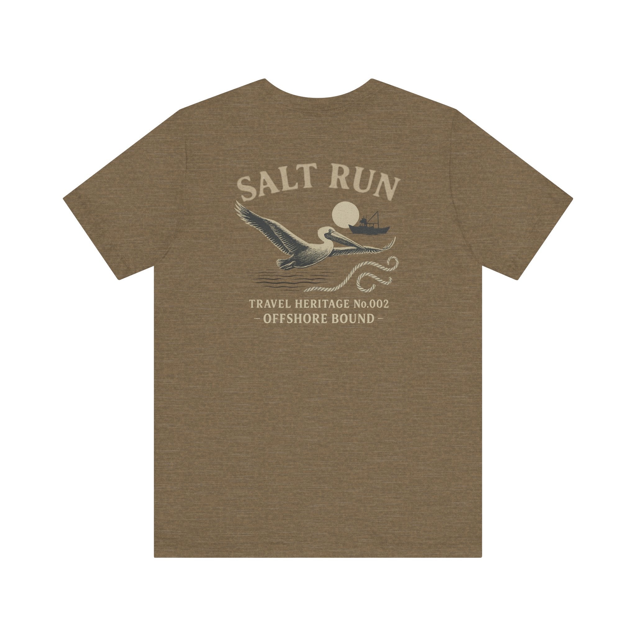 Salt Run Offshore Fishing Shirt Vintage Pelican Graphic Tee Trini Skies Travel Heritage Series - Triniskies