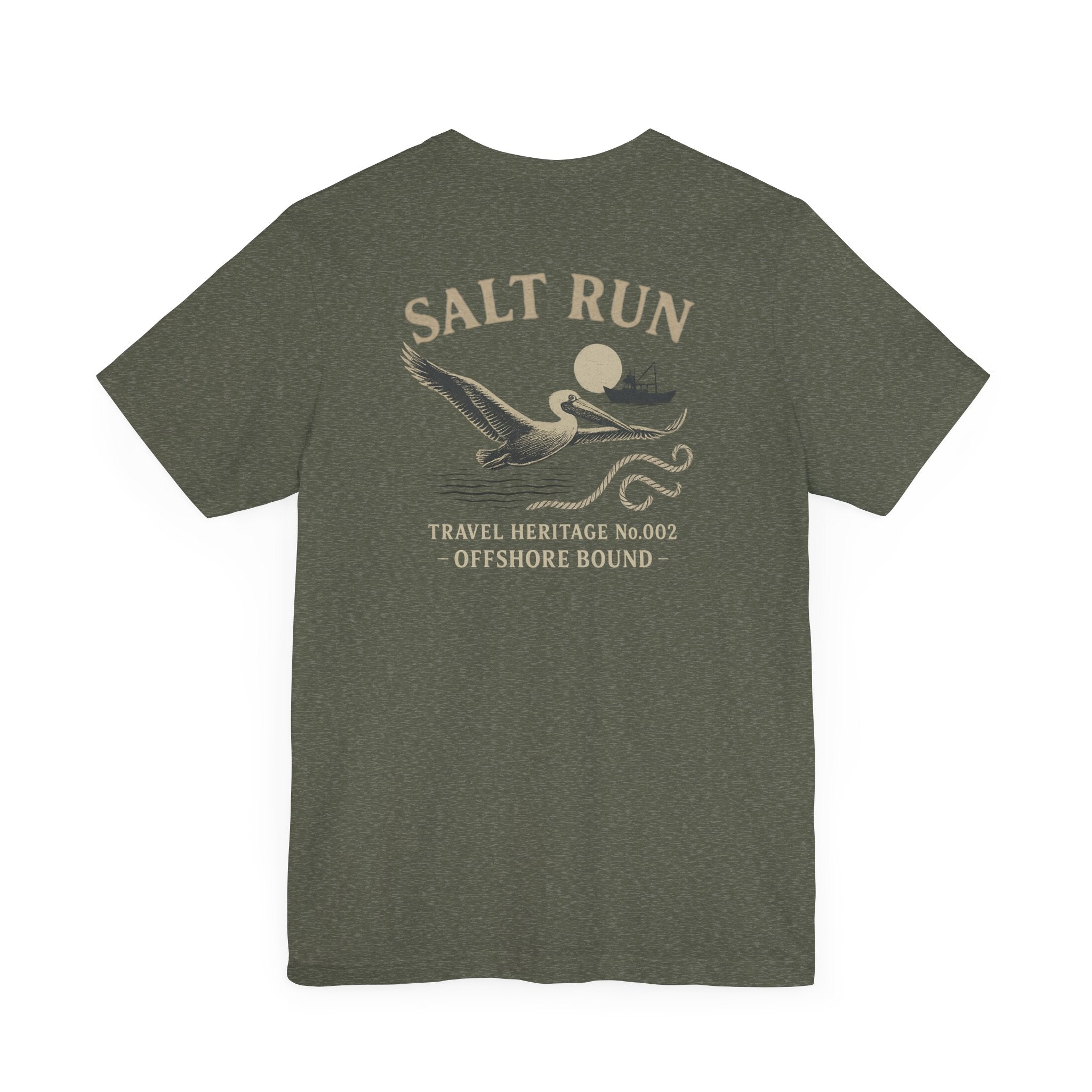 Salt Run Offshore Fishing Shirt Vintage Pelican Graphic Tee Trini Skies Travel Heritage Series - Triniskies