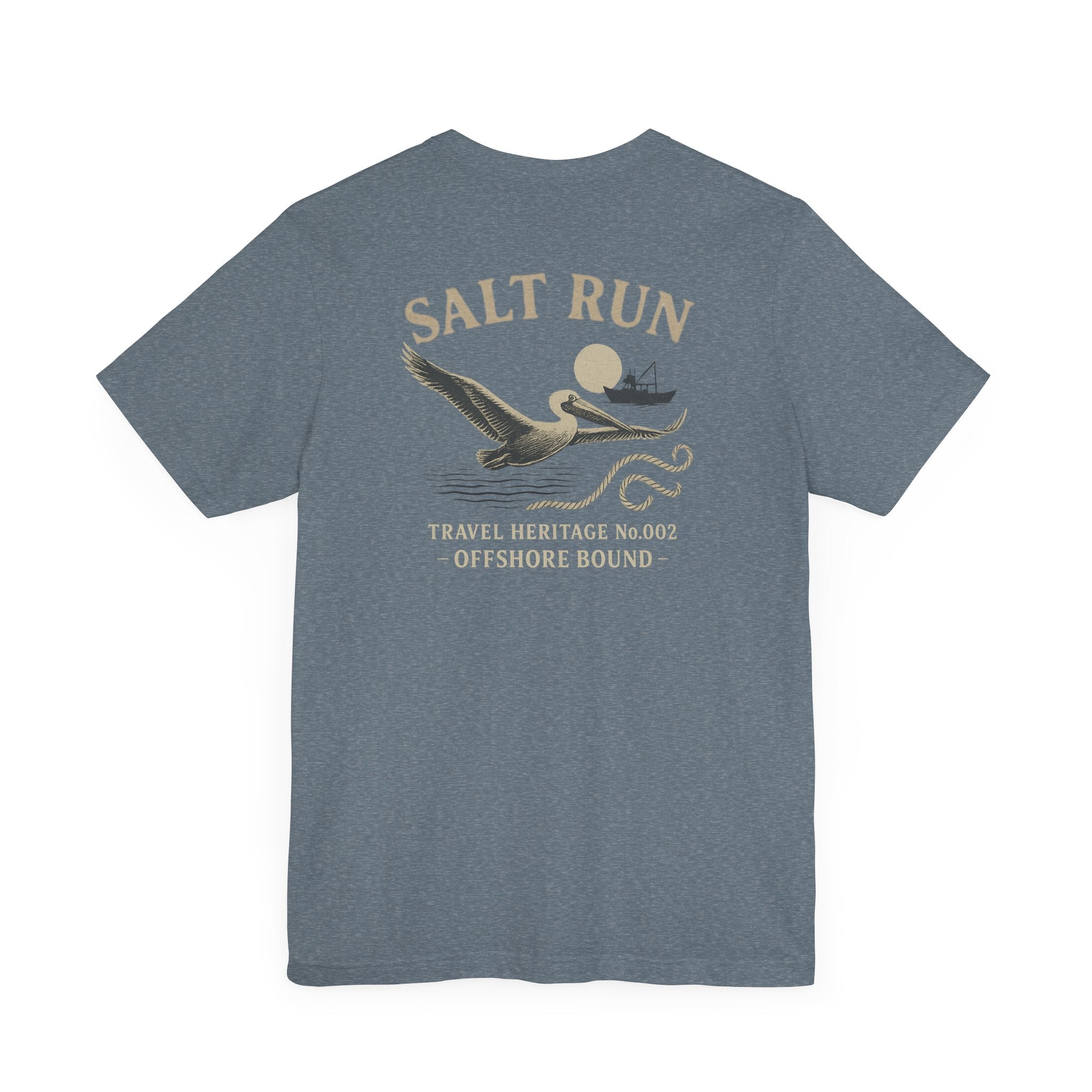 Salt Run Offshore Fishing Shirt Vintage Pelican Graphic Tee Trini Skies Travel Heritage Series - Triniskies