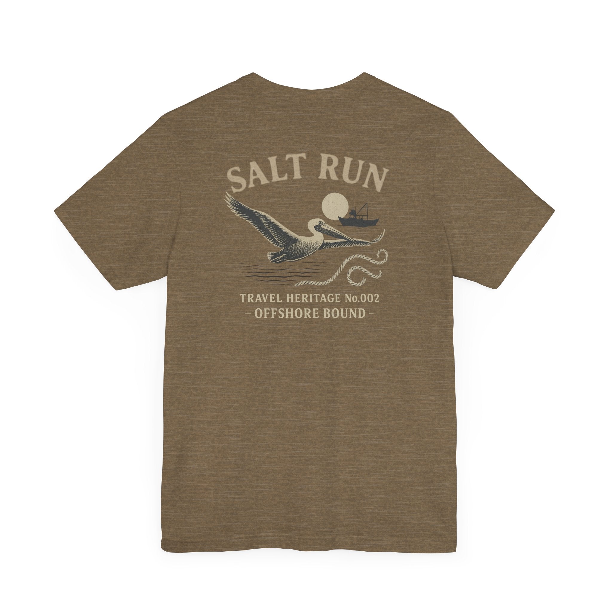 Salt Run Offshore Fishing Shirt Vintage Pelican Graphic Tee Trini Skies Travel Heritage Series - Triniskies