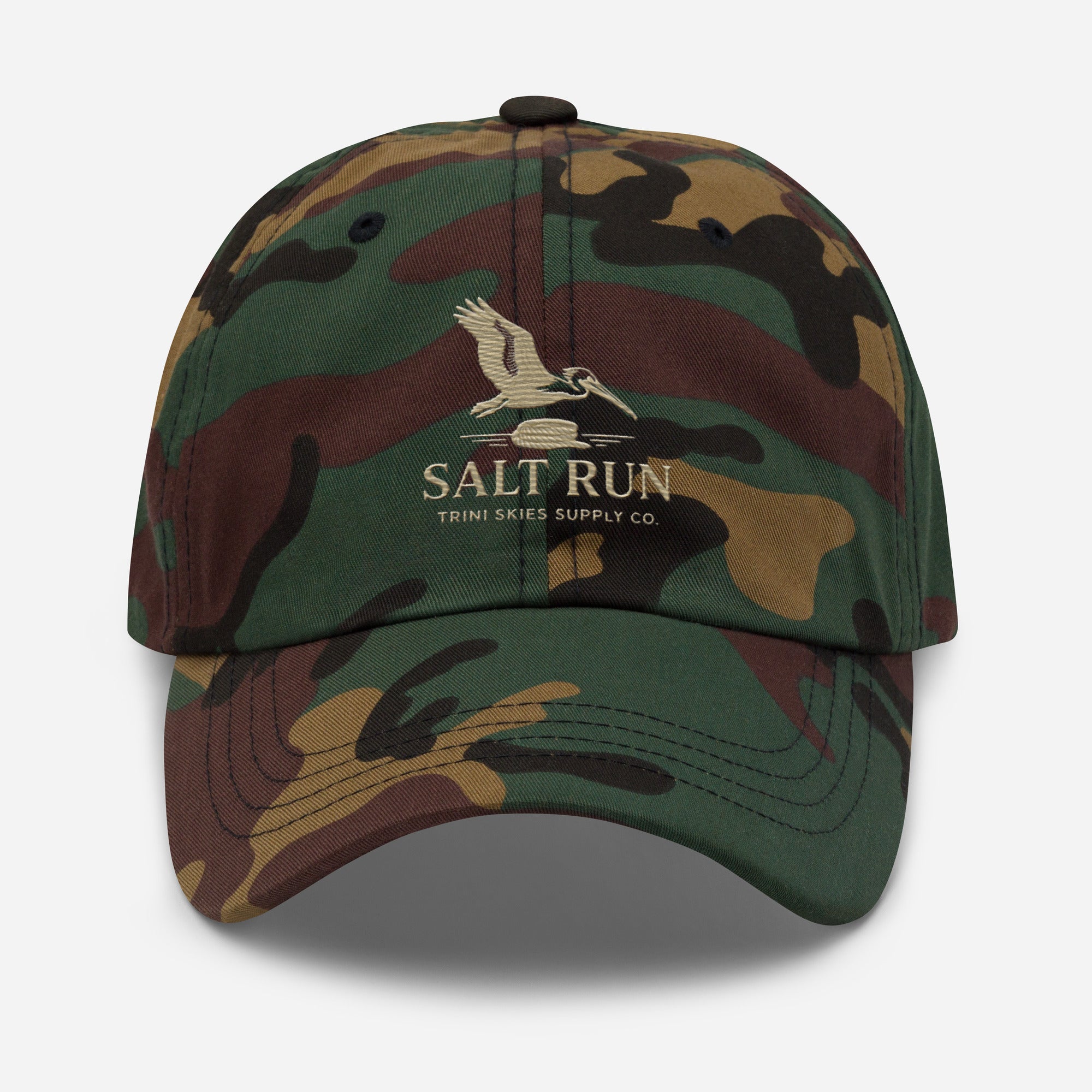 Salt Run Yupoong Dad Hat Shoreline Edition Minimalist Pelican Embroidered Hat Trini Skies Supply Co. - Triniskies