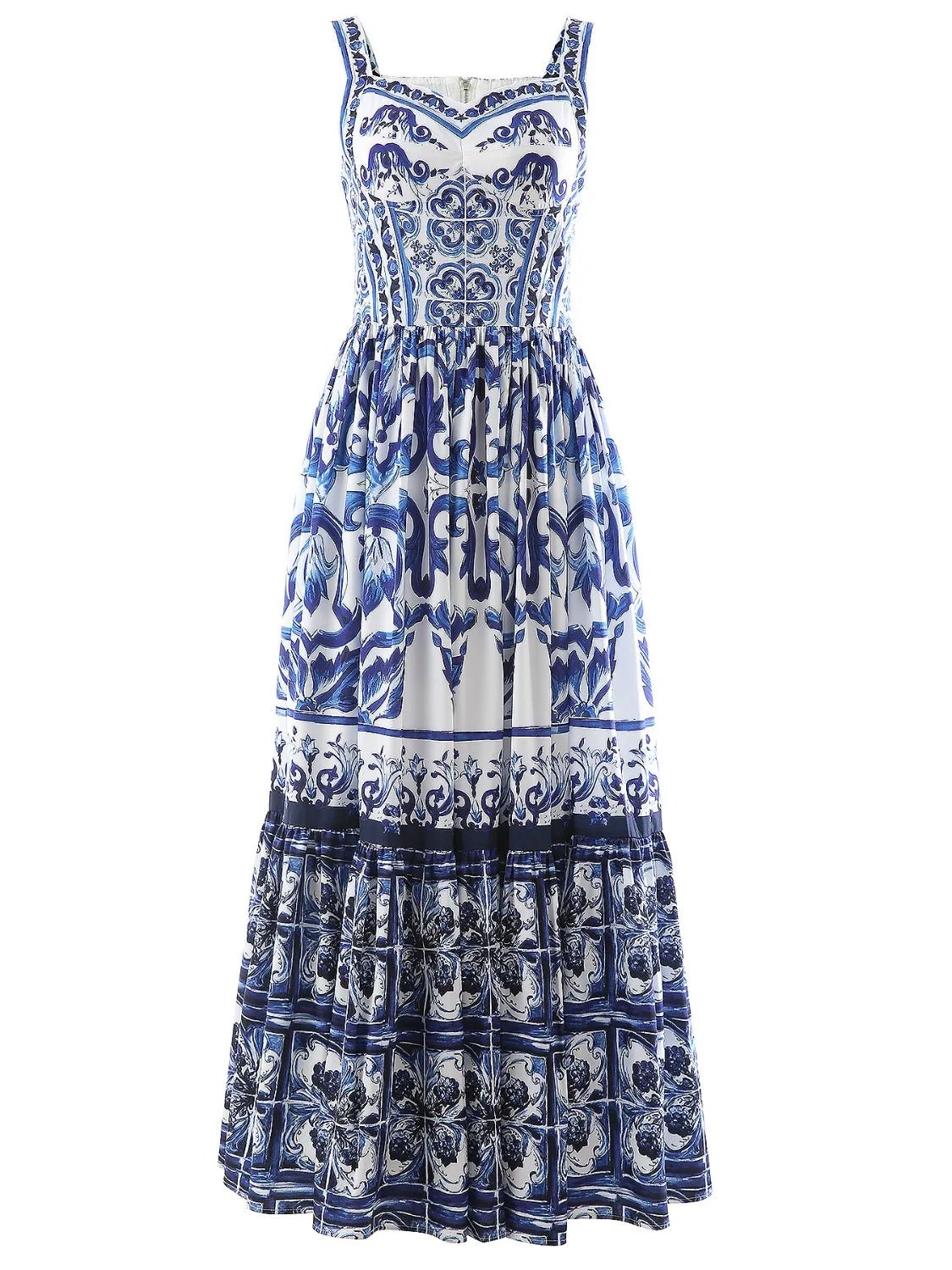 Santorini Smocked Wide Strap Dress – Blue Porcelain - Triniskies