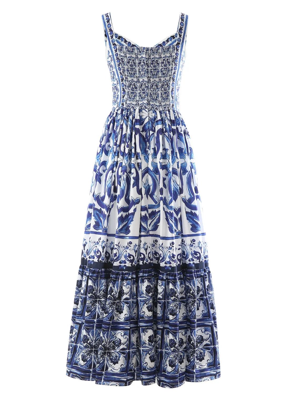 Santorini Smocked Wide Strap Dress – Blue Porcelain - Triniskies