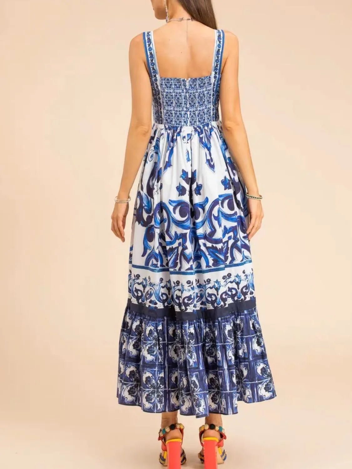 Santorini Smocked Wide Strap Dress – Blue Porcelain - Triniskies