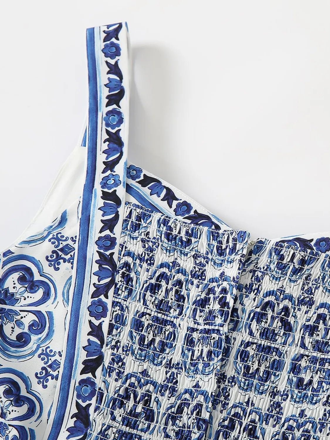 Santorini Smocked Wide Strap Dress – Blue Porcelain - Triniskies