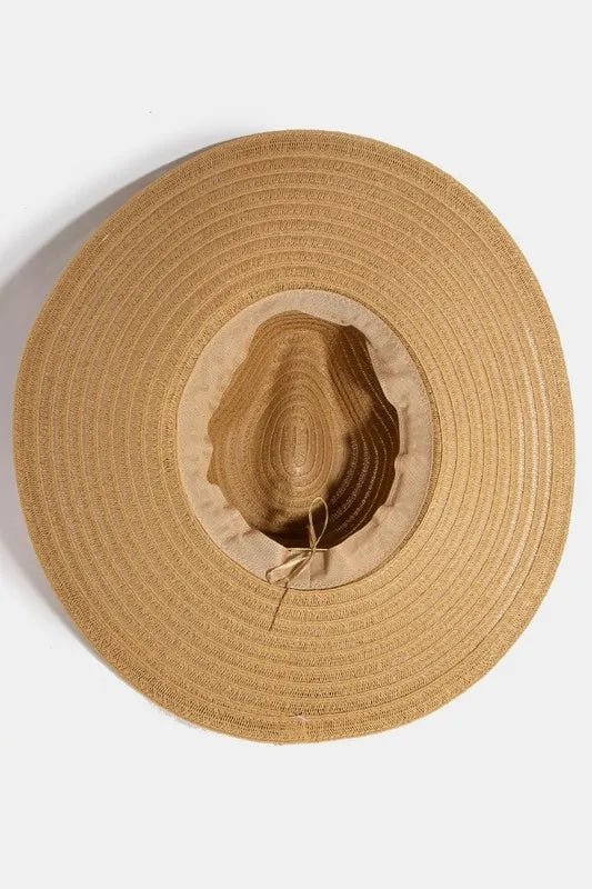 Shell - Beaded Wide Brim Straw Sun Hat – Coastal Resort Style - Triniskies