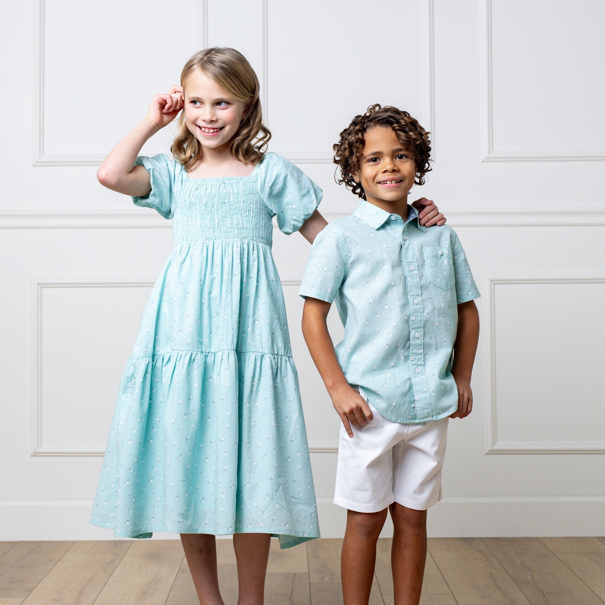 Smocked Bubble Sleeve Dress – Girls Organic Cotton Party Dress - Triniskies