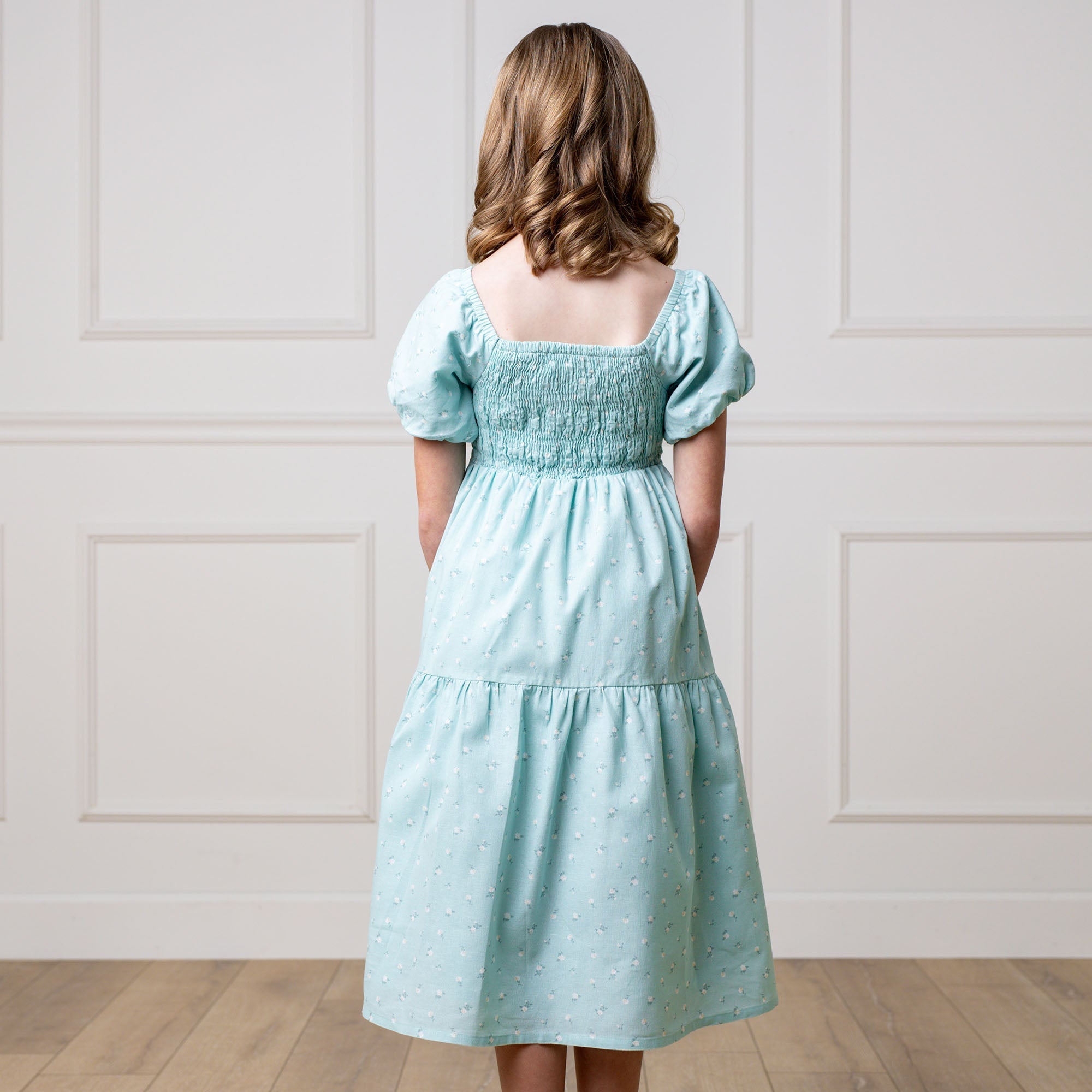 Smocked Bubble Sleeve Dress – Girls Organic Cotton Party Dress - Triniskies