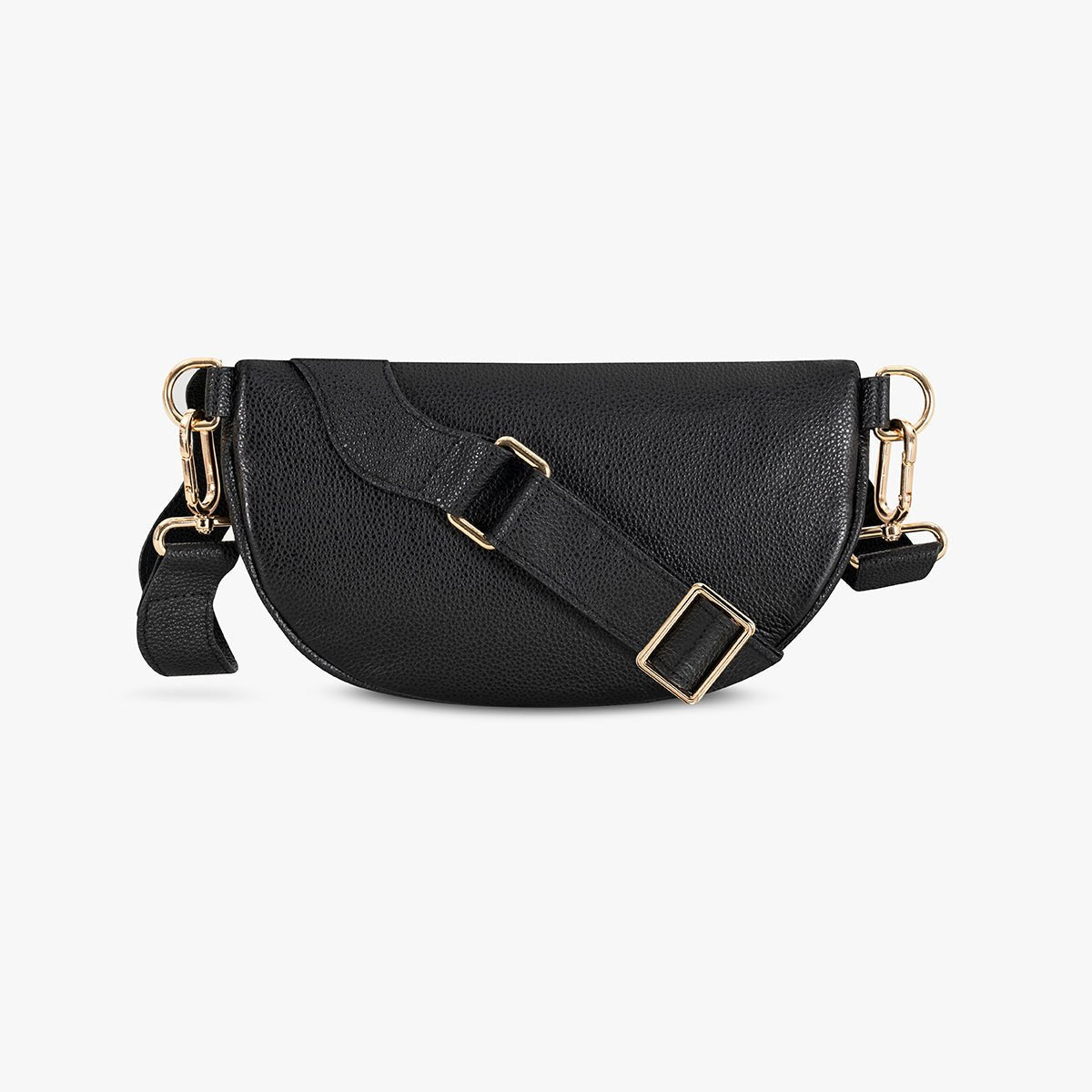 Starry Black Crossbody Bag - Womads Colombian Leather with Fuchsia Lining - Triniskies