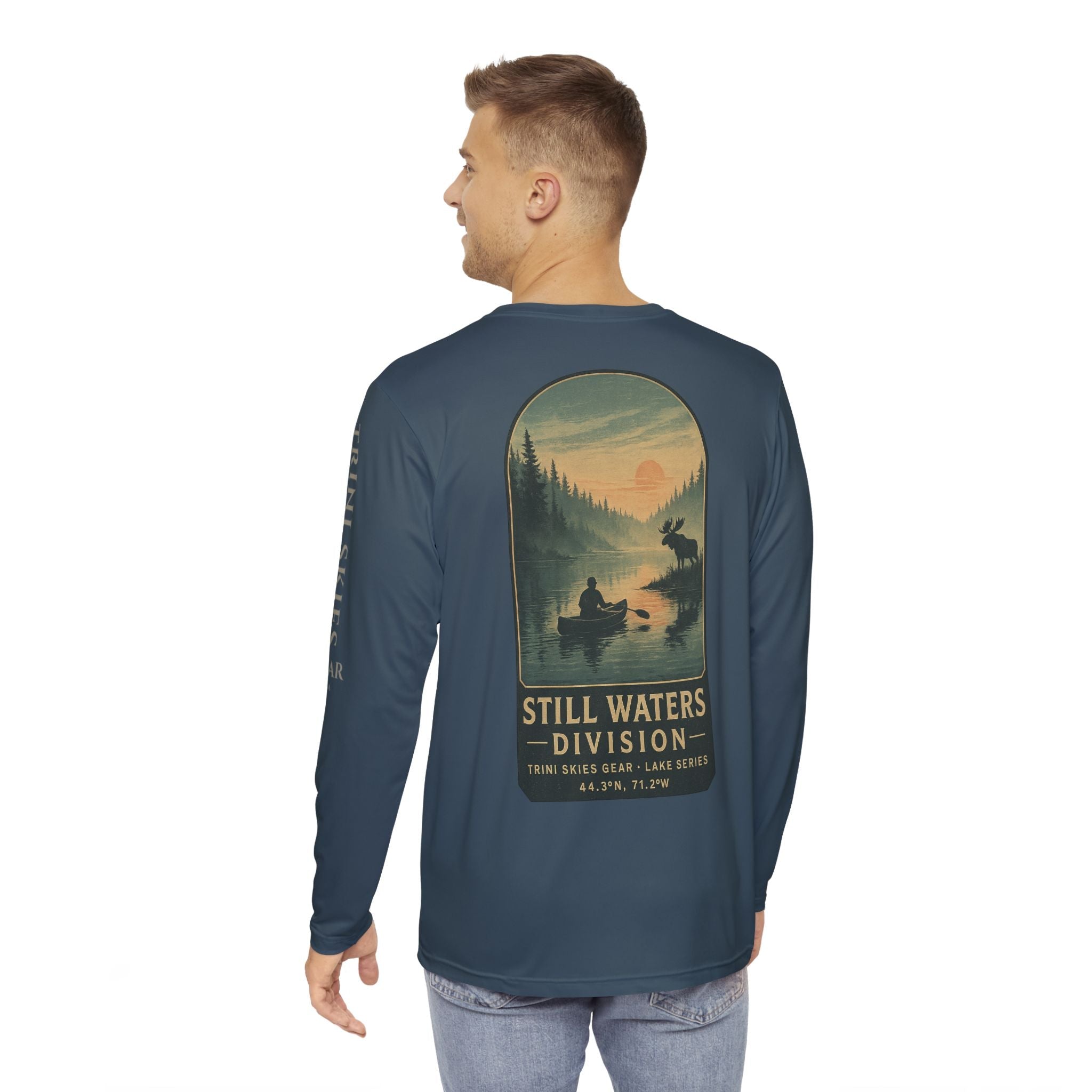 Still Waters Division Long Sleeve Fishing Shirt Lake Series Trini Skies Gear Perfect for Anglers, Coastal Vibes USA Fishing Gift - Triniskies