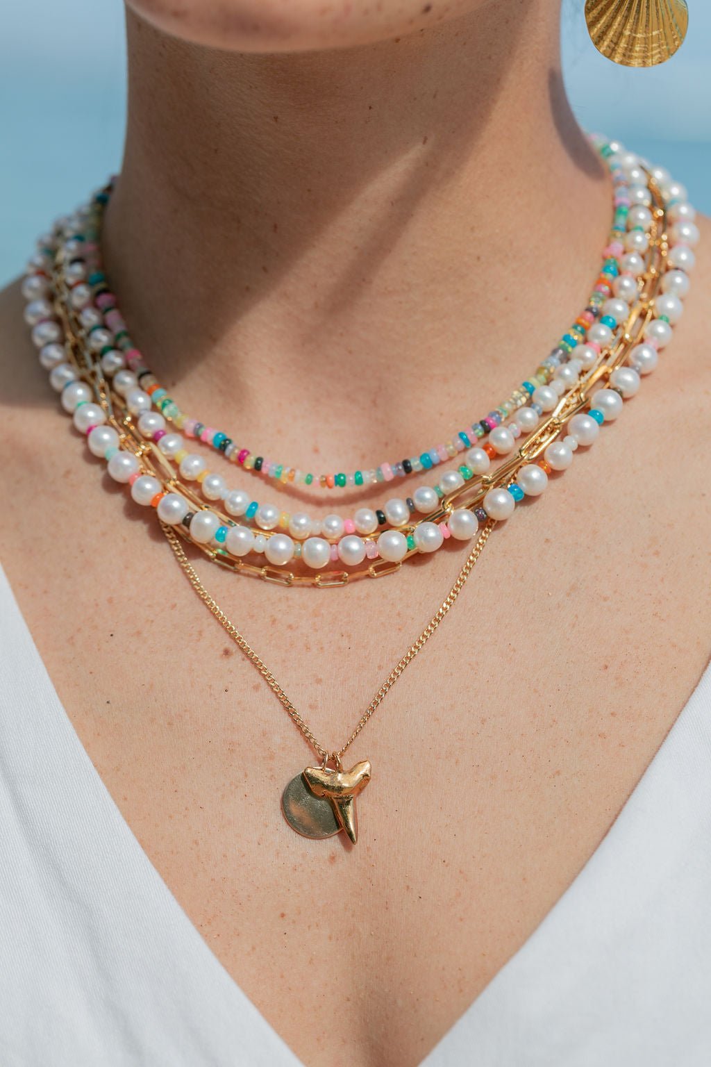 Stunning Rainbow Mixed Opal Necklace - Kalei 14k Gold Filled Resort Jewelry - Triniskies