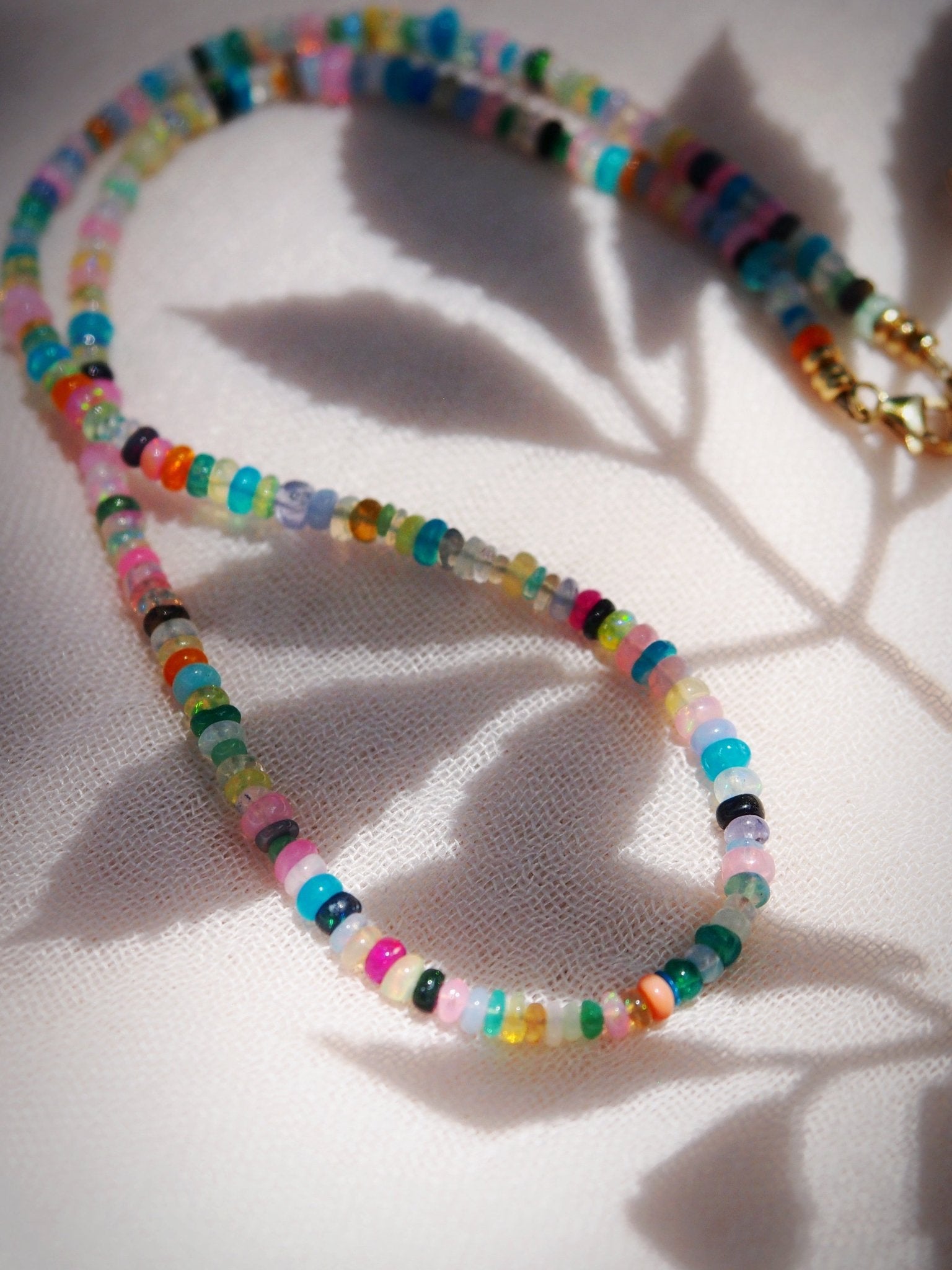 Stunning Rainbow Mixed Opal Necklace - Kalei 14k Gold Filled Resort Jewelry - Triniskies