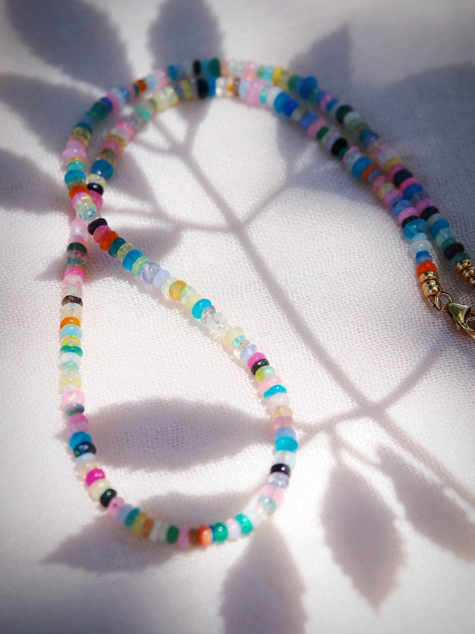 Stunning Rainbow Mixed Opal Necklace - Kalei 14k Gold Filled Resort Jewelry - Triniskies