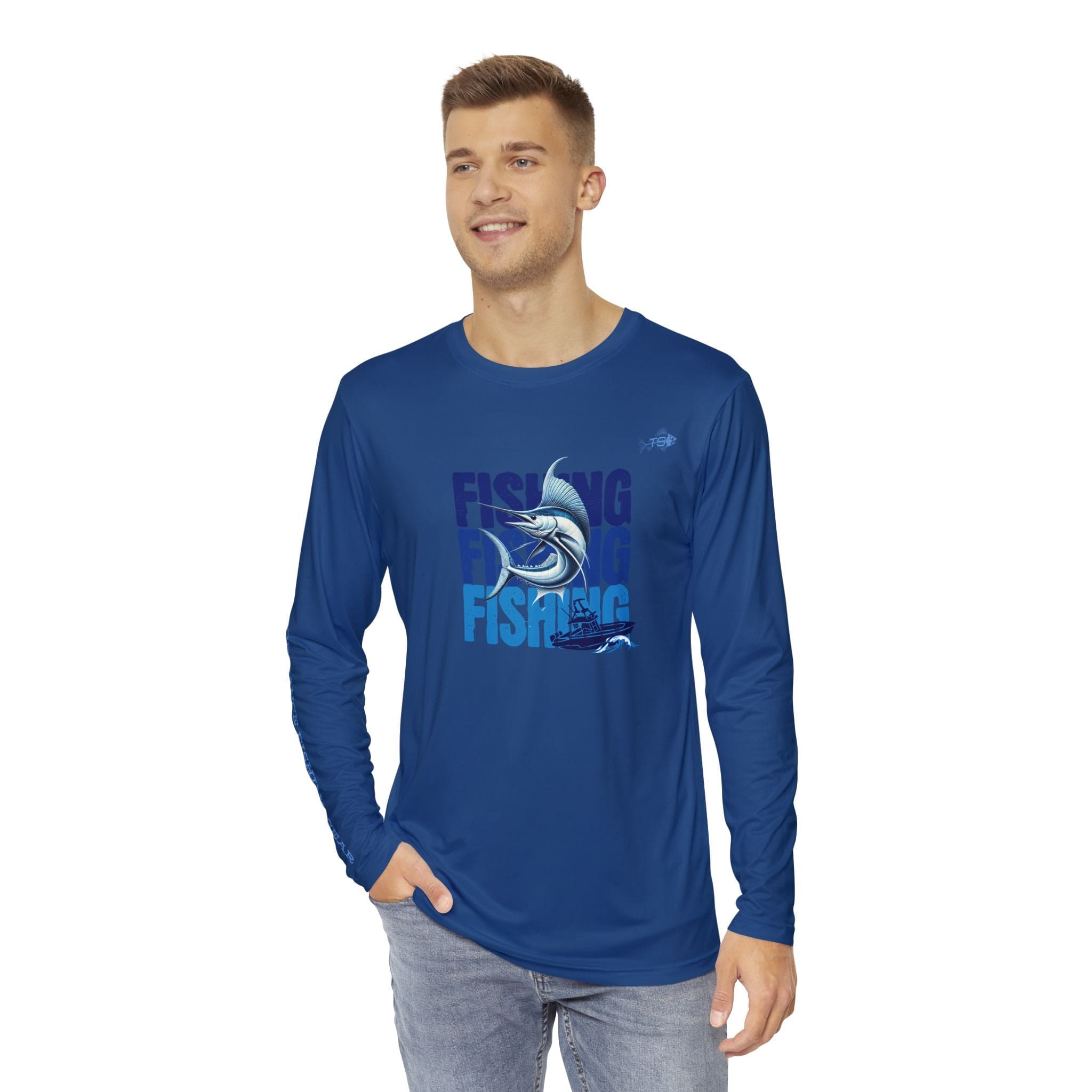 TS Sport Fishing Unisex Long Sleeve Performance Shirt, 100% Polyester, Moisture - Wicking Activewear (BLUE) - Triniskies